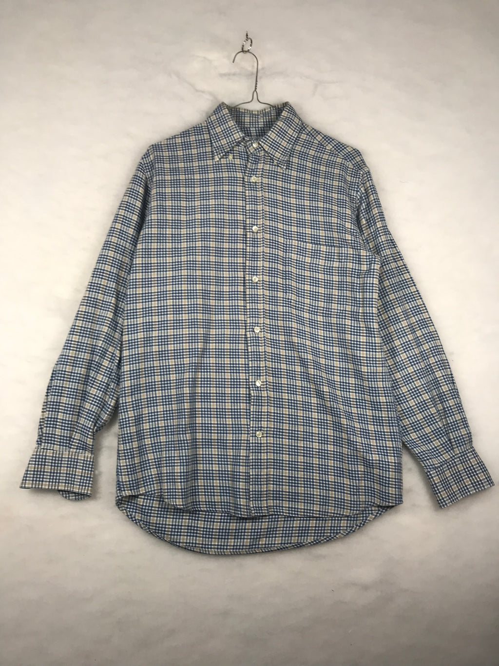 Camicia Vintage Uomo a Quadri Blu e Beige