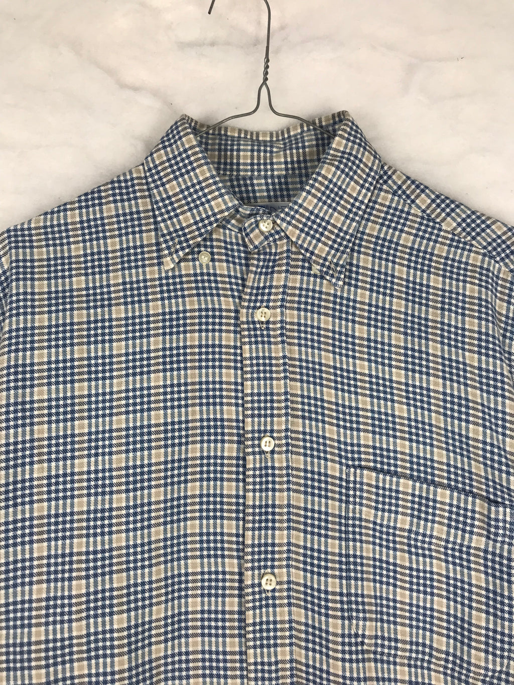 Camicia Vintage Uomo a Quadri Blu e Beige