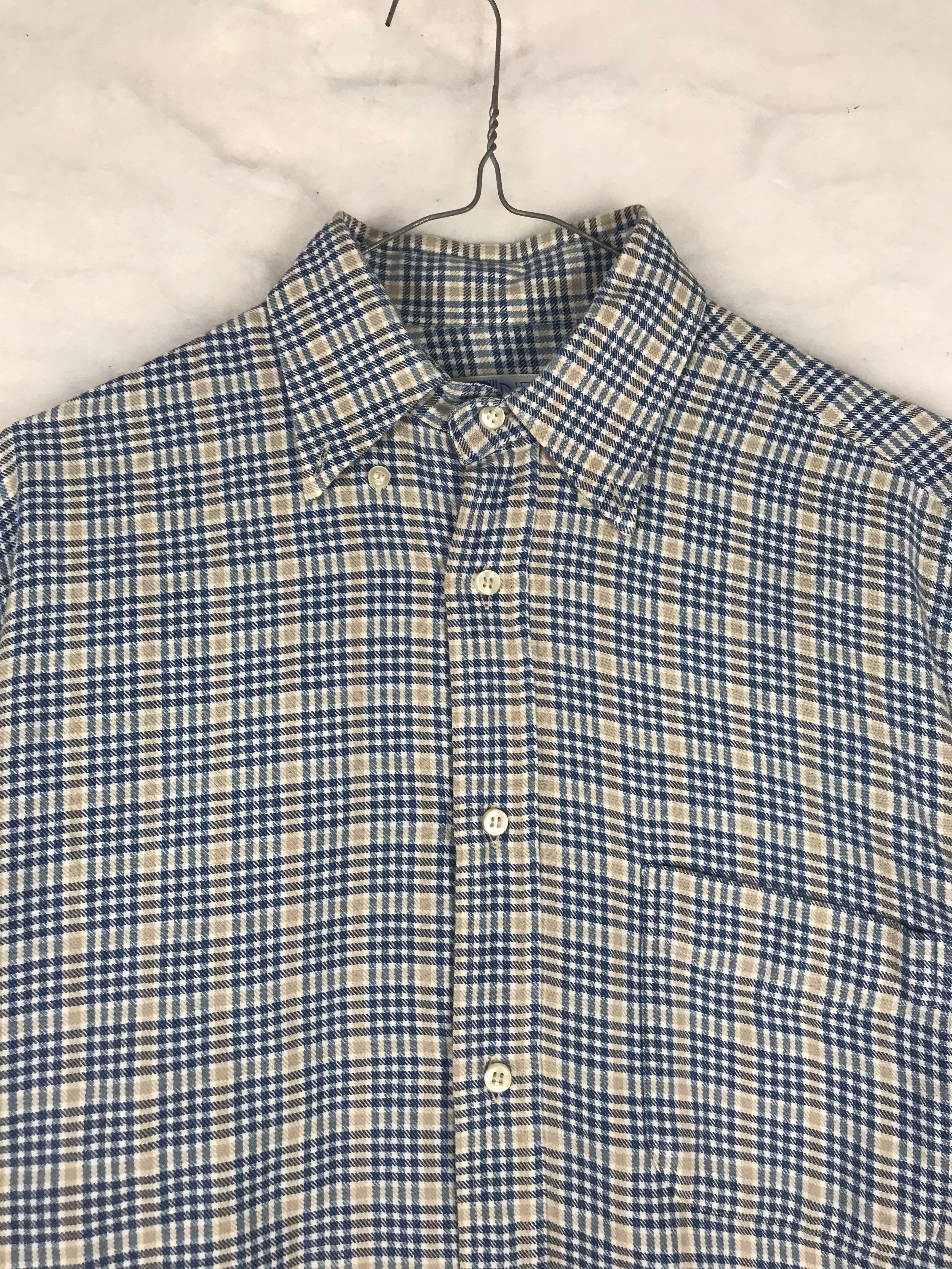 Camicia Vintage Uomo a Quadri Blu e Beige