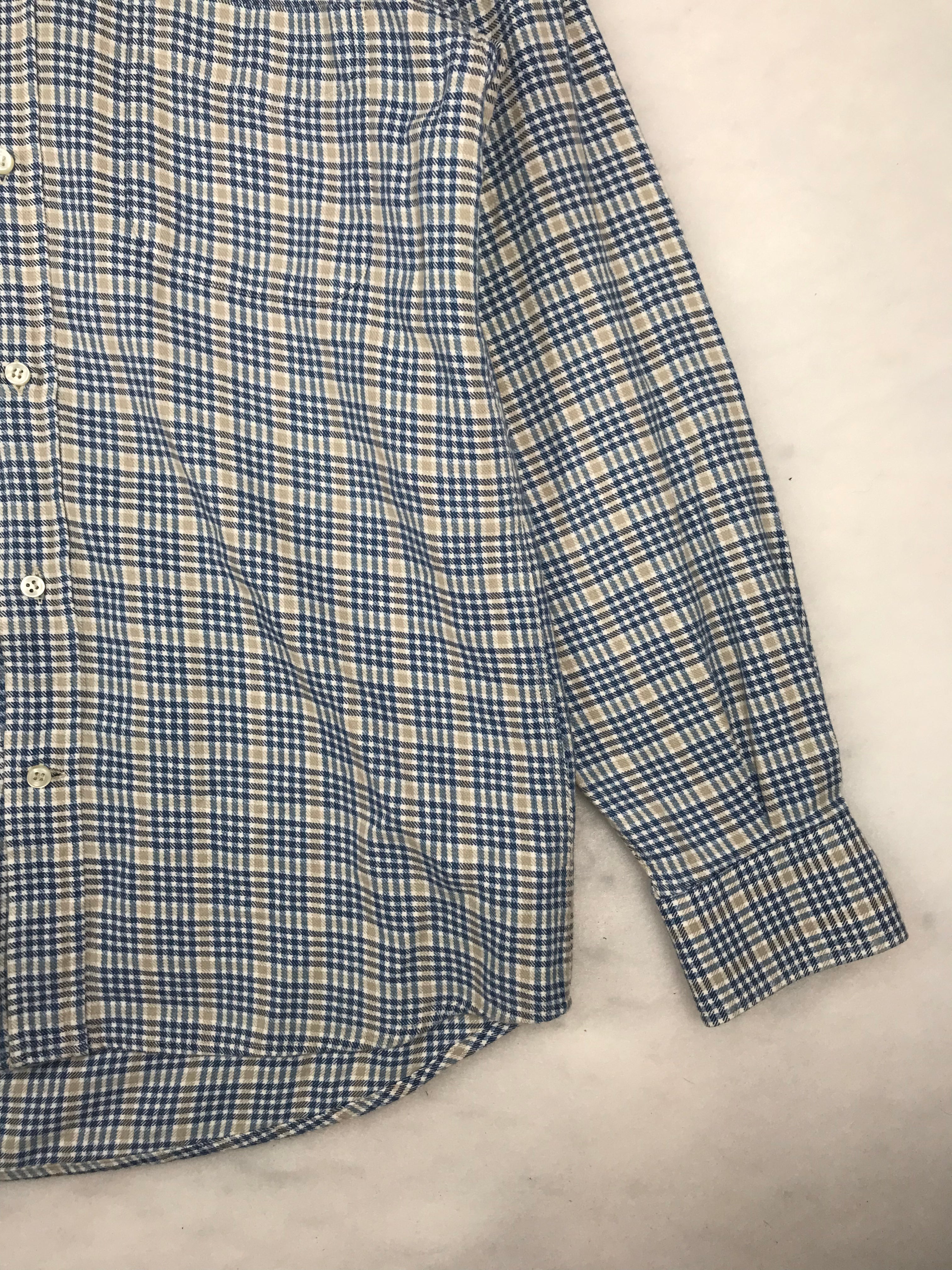 Camicia Vintage Uomo a Quadri Blu e Beige