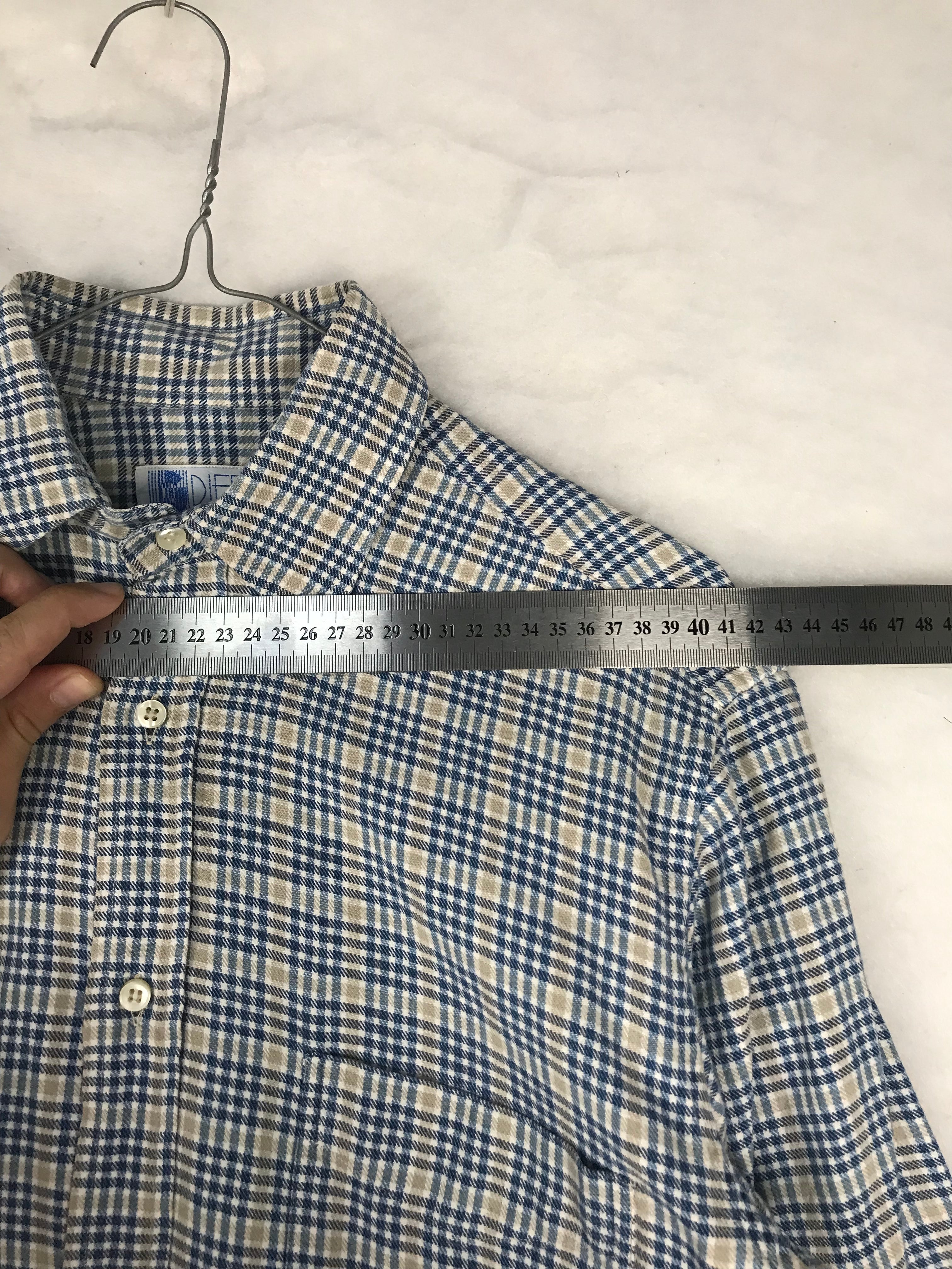 Camicia Vintage Uomo a Quadri Blu e Beige