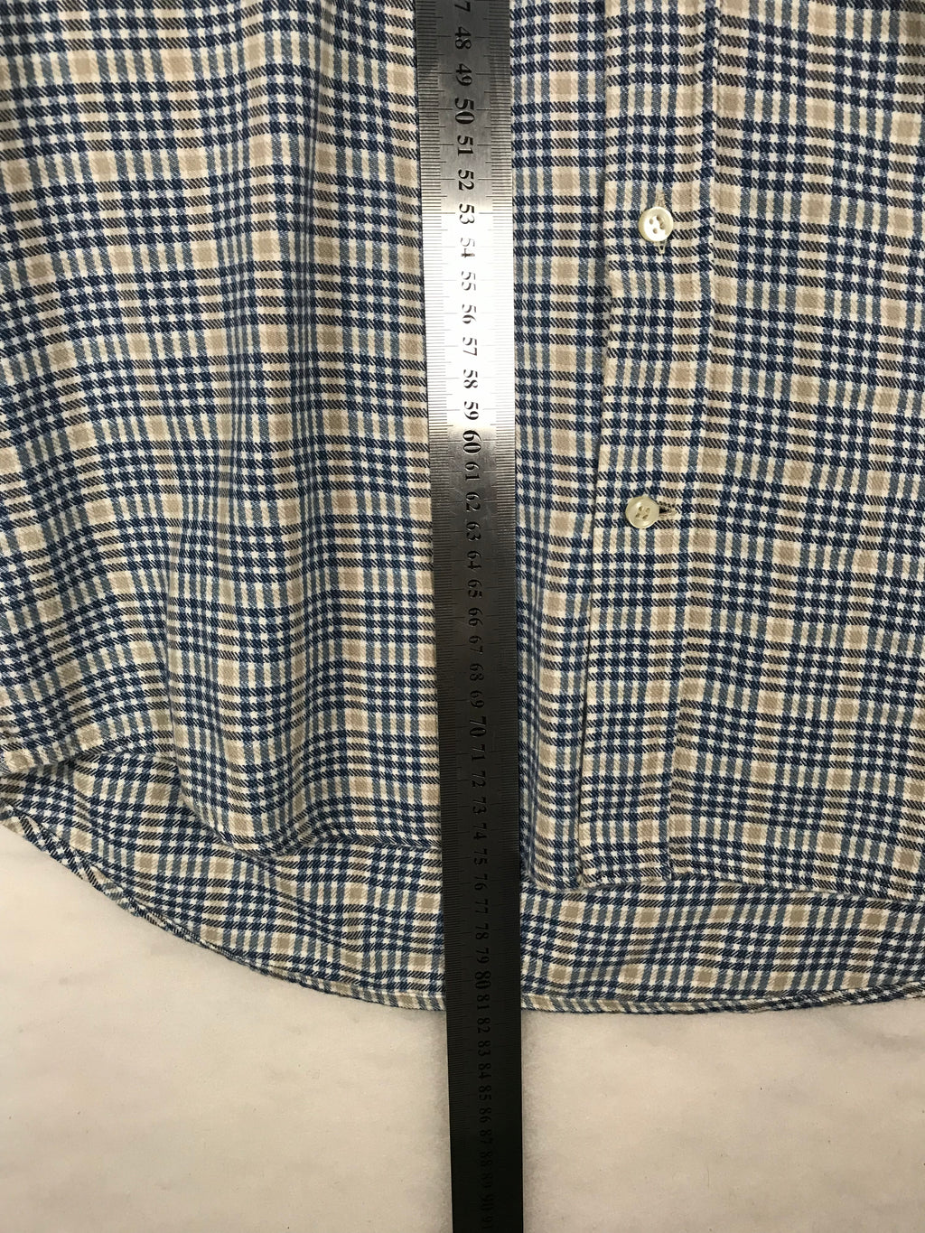Camicia Vintage Uomo a Quadri Blu e Beige
