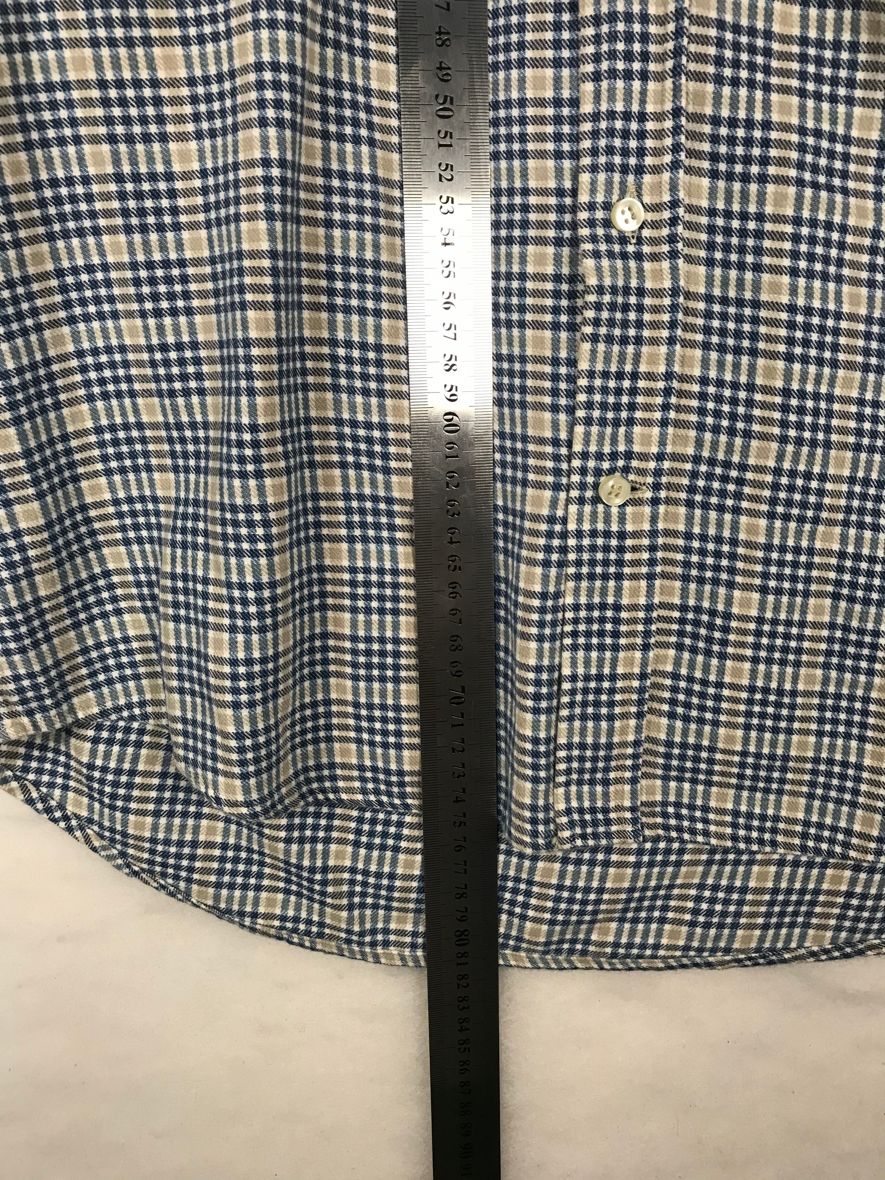 Camicia Vintage Uomo a Quadri Blu e Beige