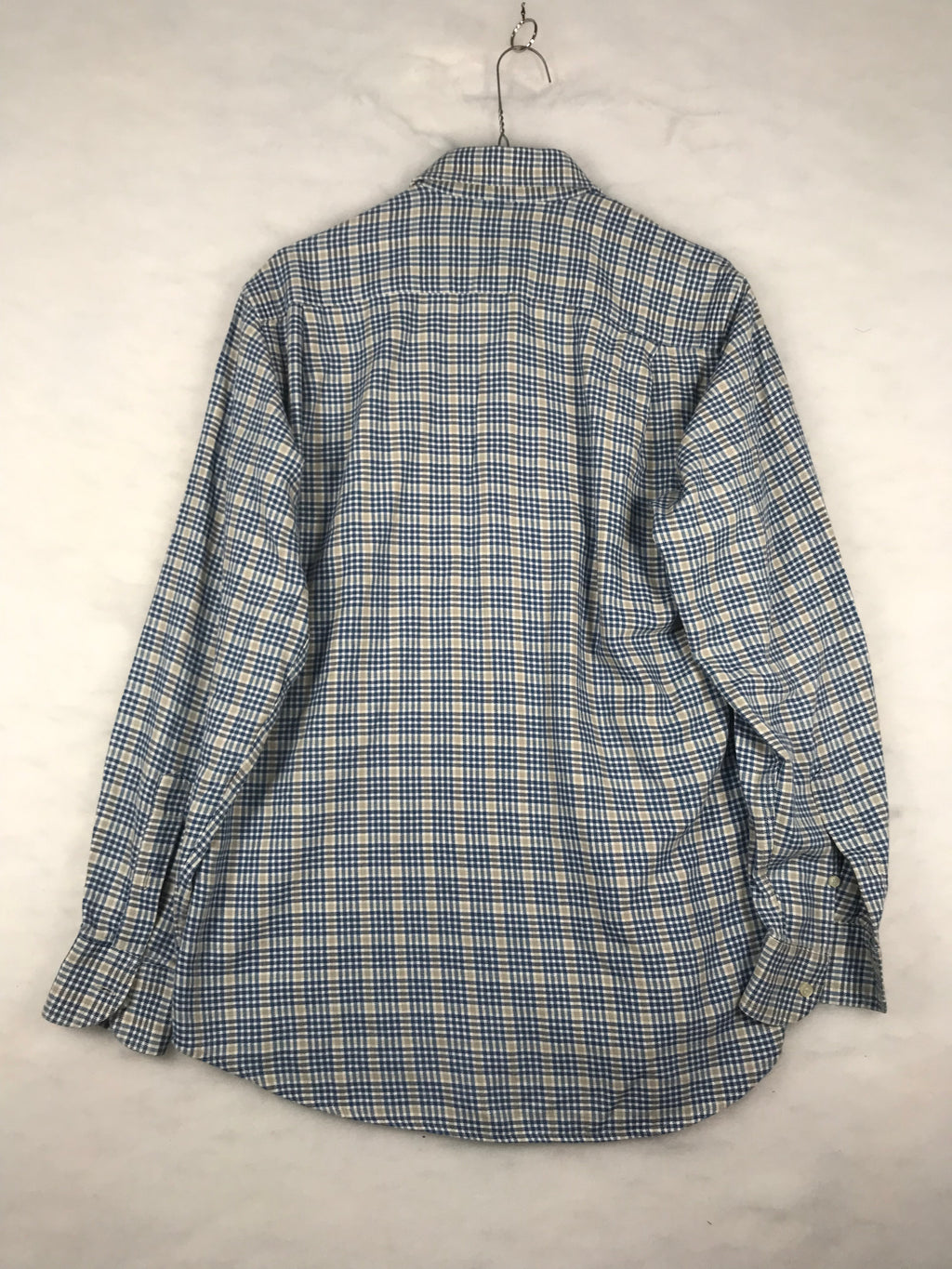 Camicia Vintage Uomo a Quadri Blu e Beige