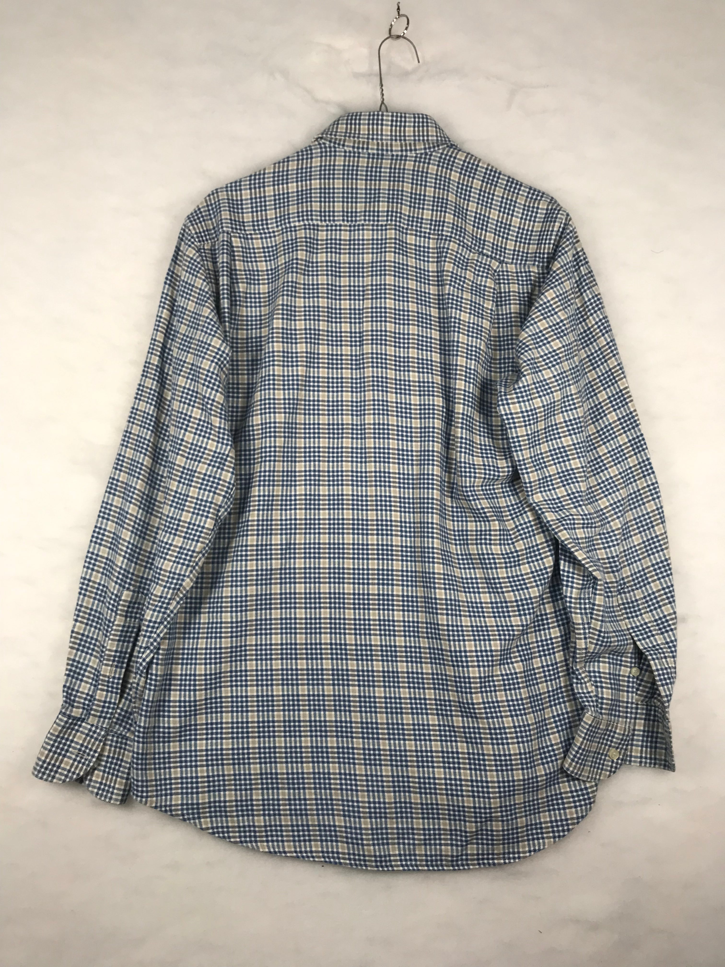 Camicia Vintage Uomo a Quadri Blu e Beige