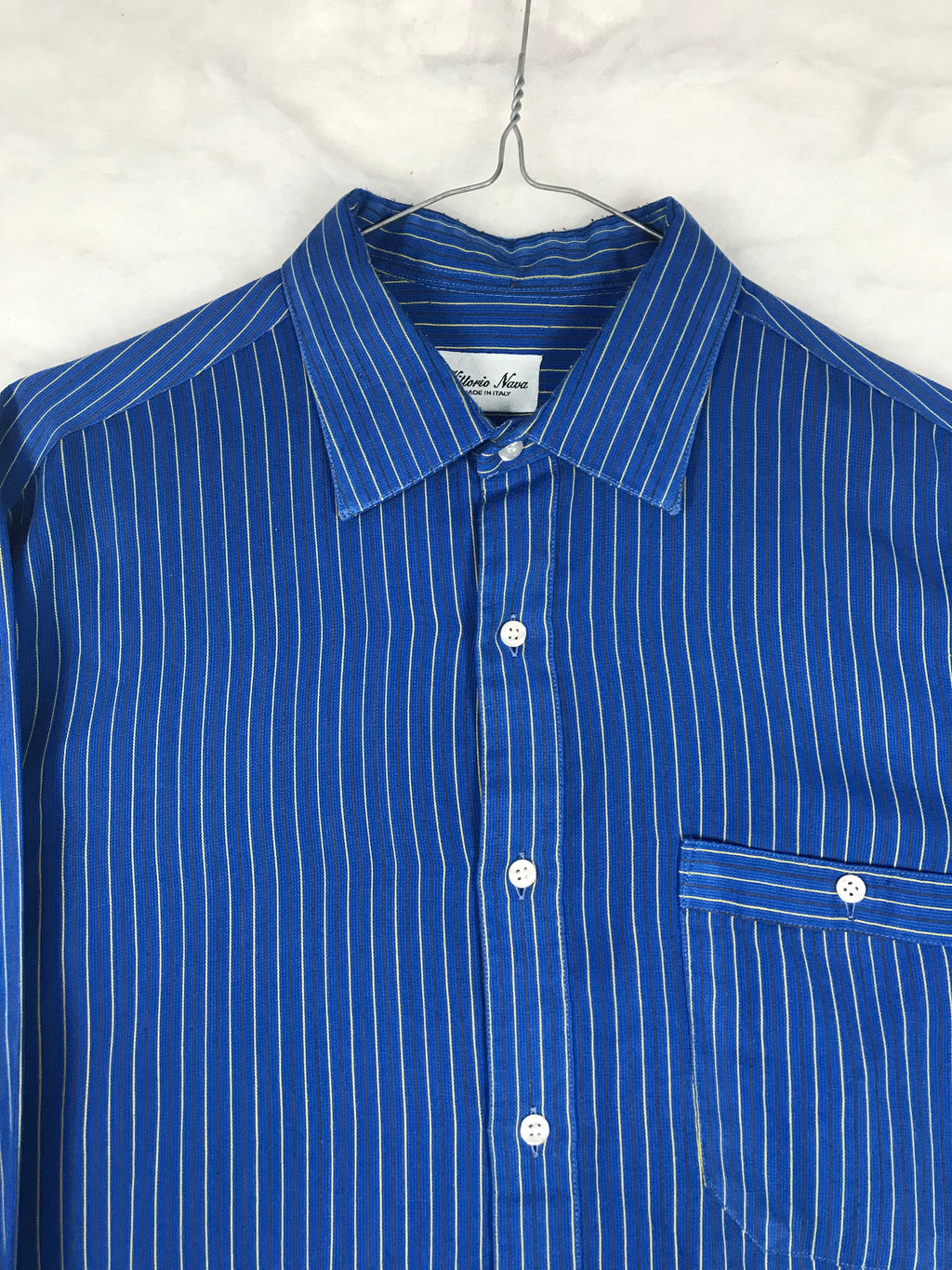 Camicia Vintage Uomo a Righe Blu