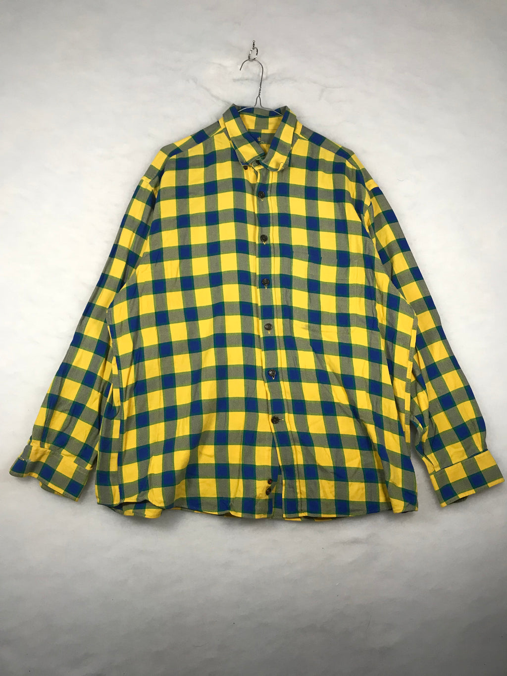 Camicia Vintage Uomo a Quadri Gialli e Blu