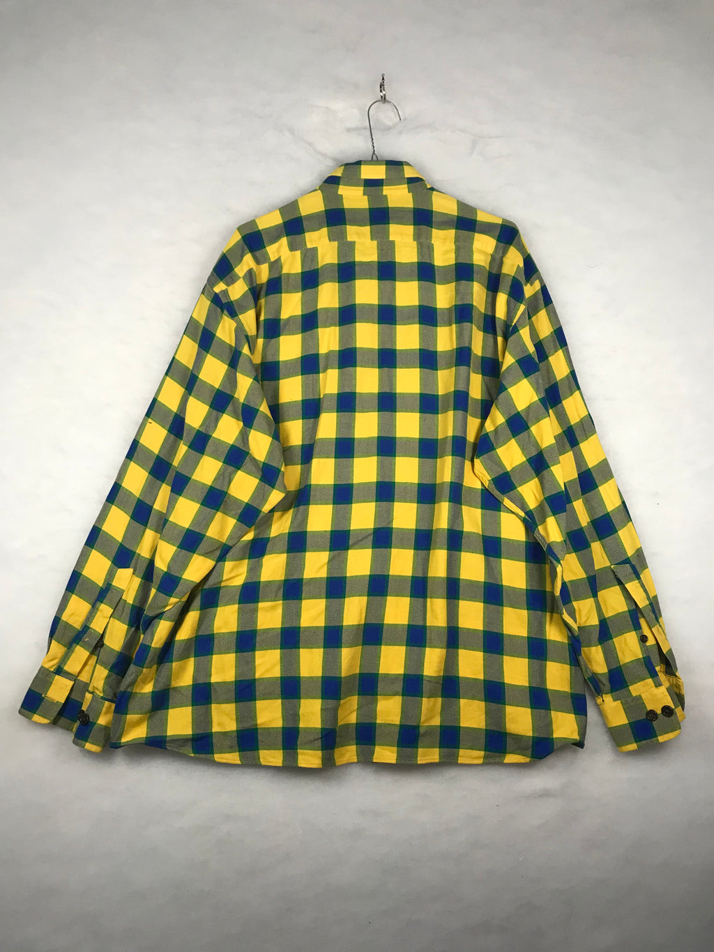 Camicia Vintage Uomo a Quadri Gialli e Blu