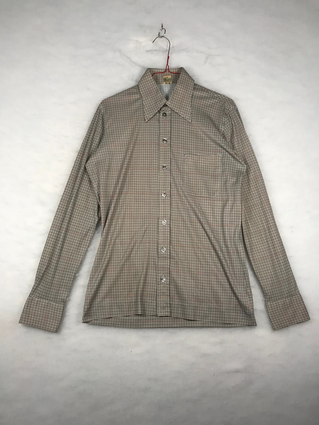 Camicia Vintage Uomo Micro Quadri Beige