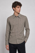 Camicia Vintage Uomo Micro Quadri Beige
