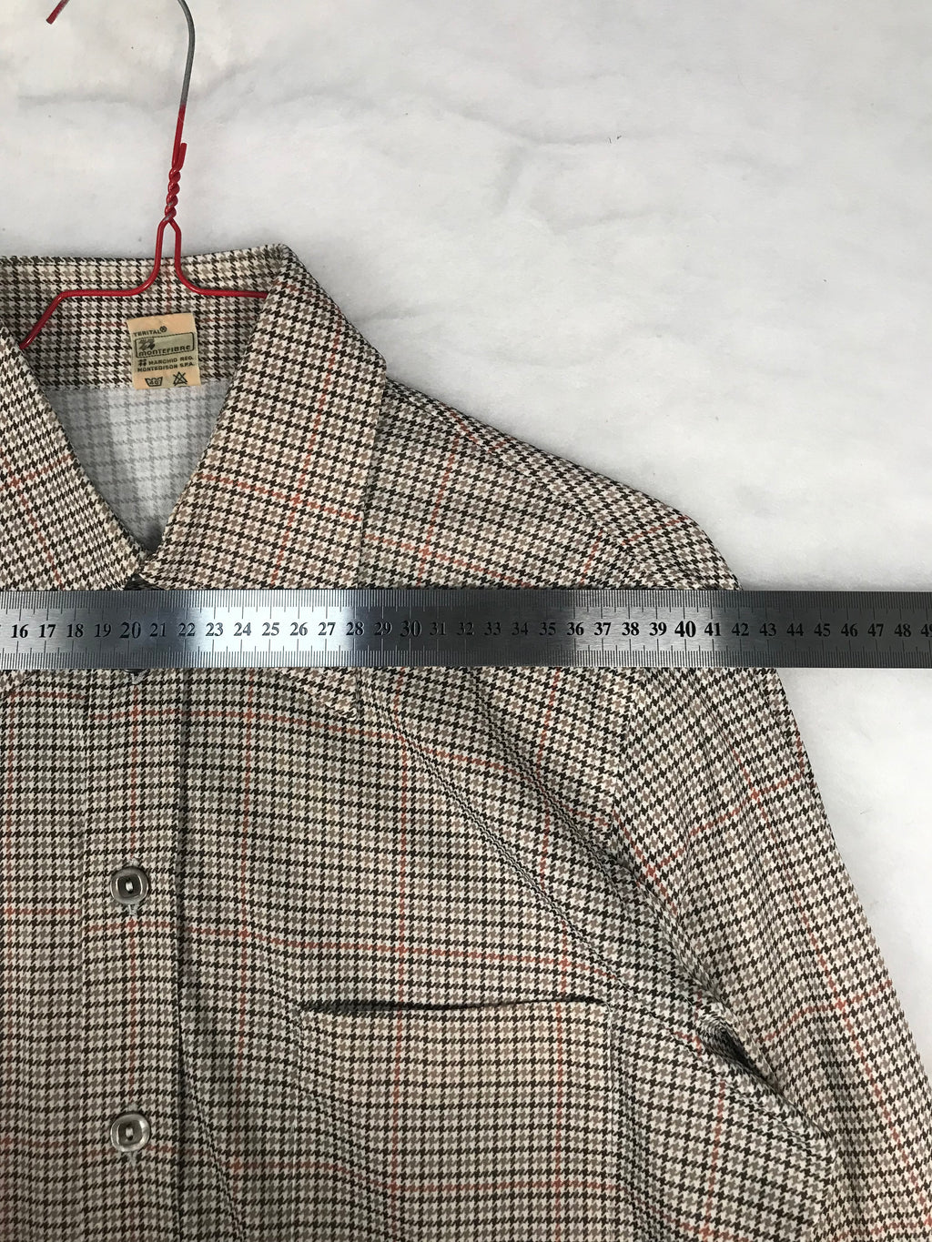 Camicia Vintage Uomo Micro Quadri Beige