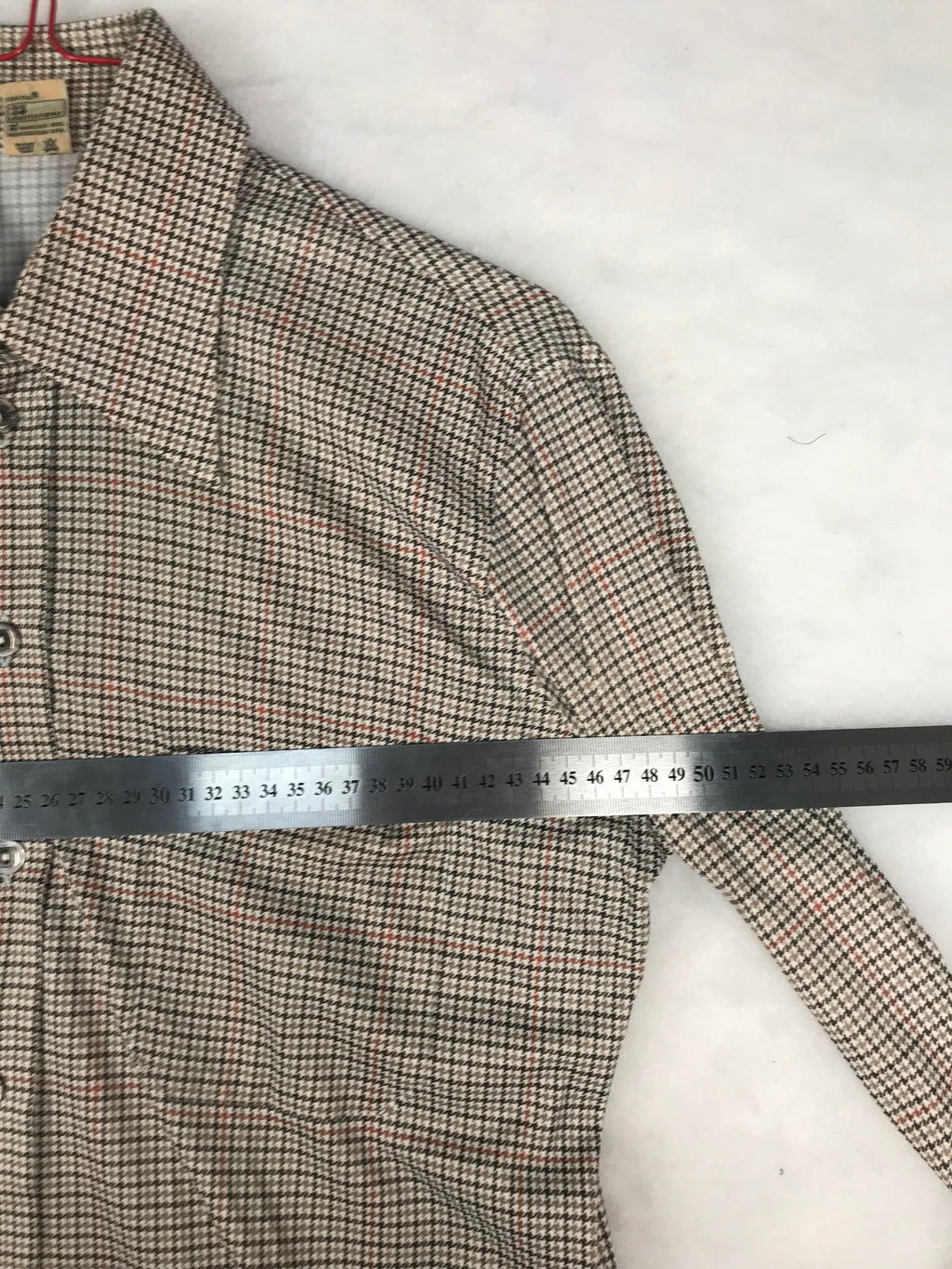 Camicia Vintage Uomo Micro Quadri Beige