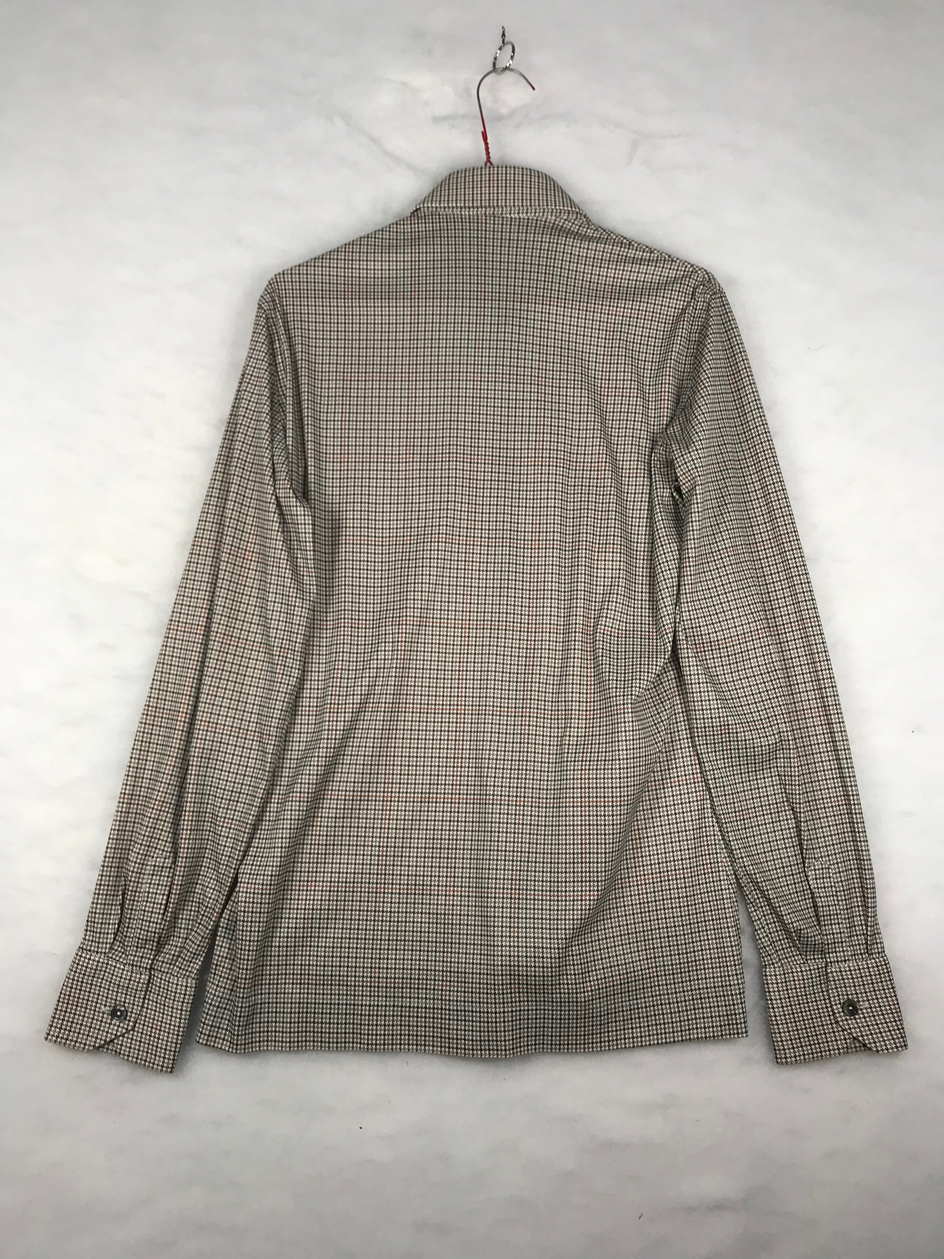 Camicia Vintage Uomo Micro Quadri Beige