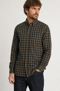 Camicia Vintage Uomo a Quadretti Neri e Beige