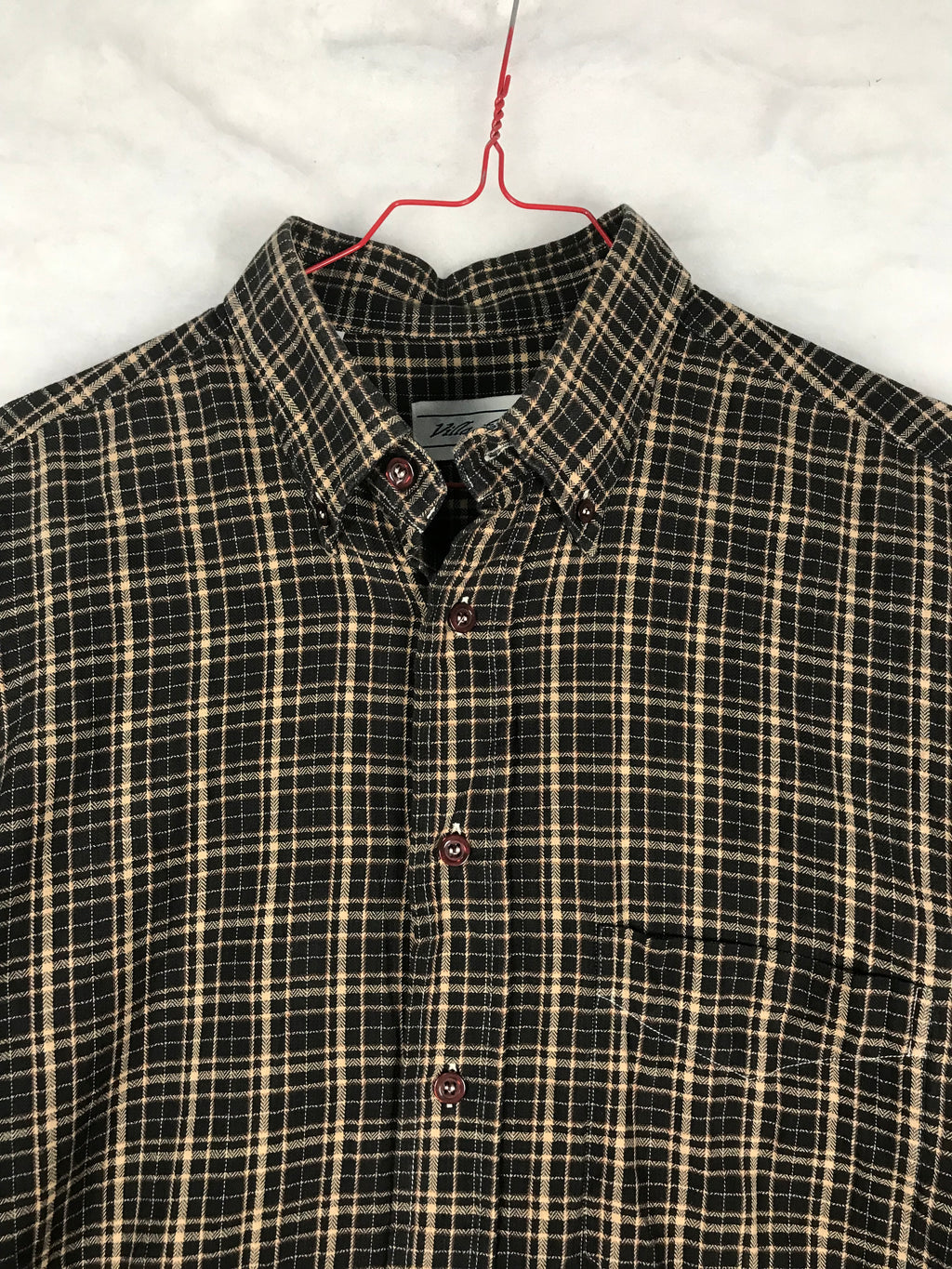 Camicia Vintage Uomo a Quadretti Neri e Beige
