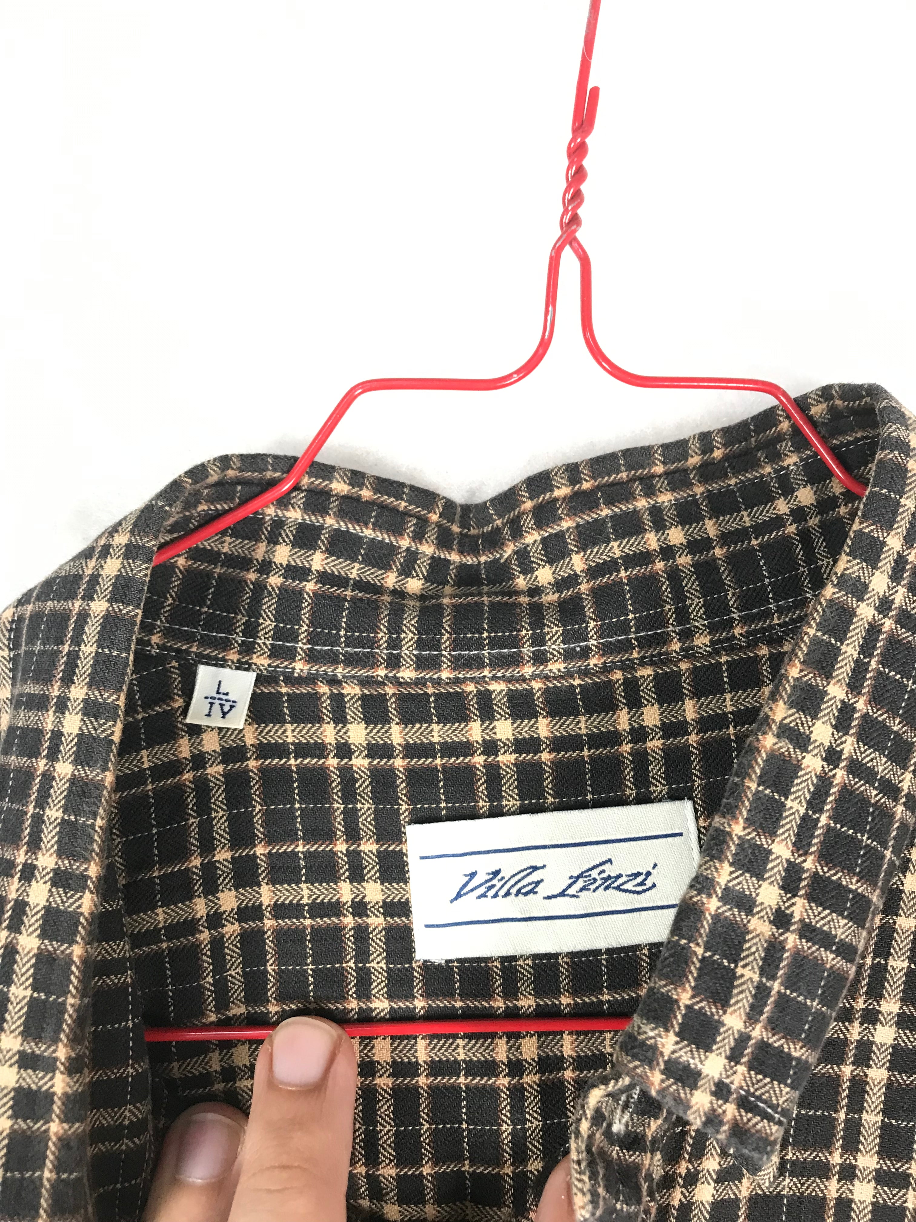 Camicia Vintage Uomo a Quadretti Neri e Beige