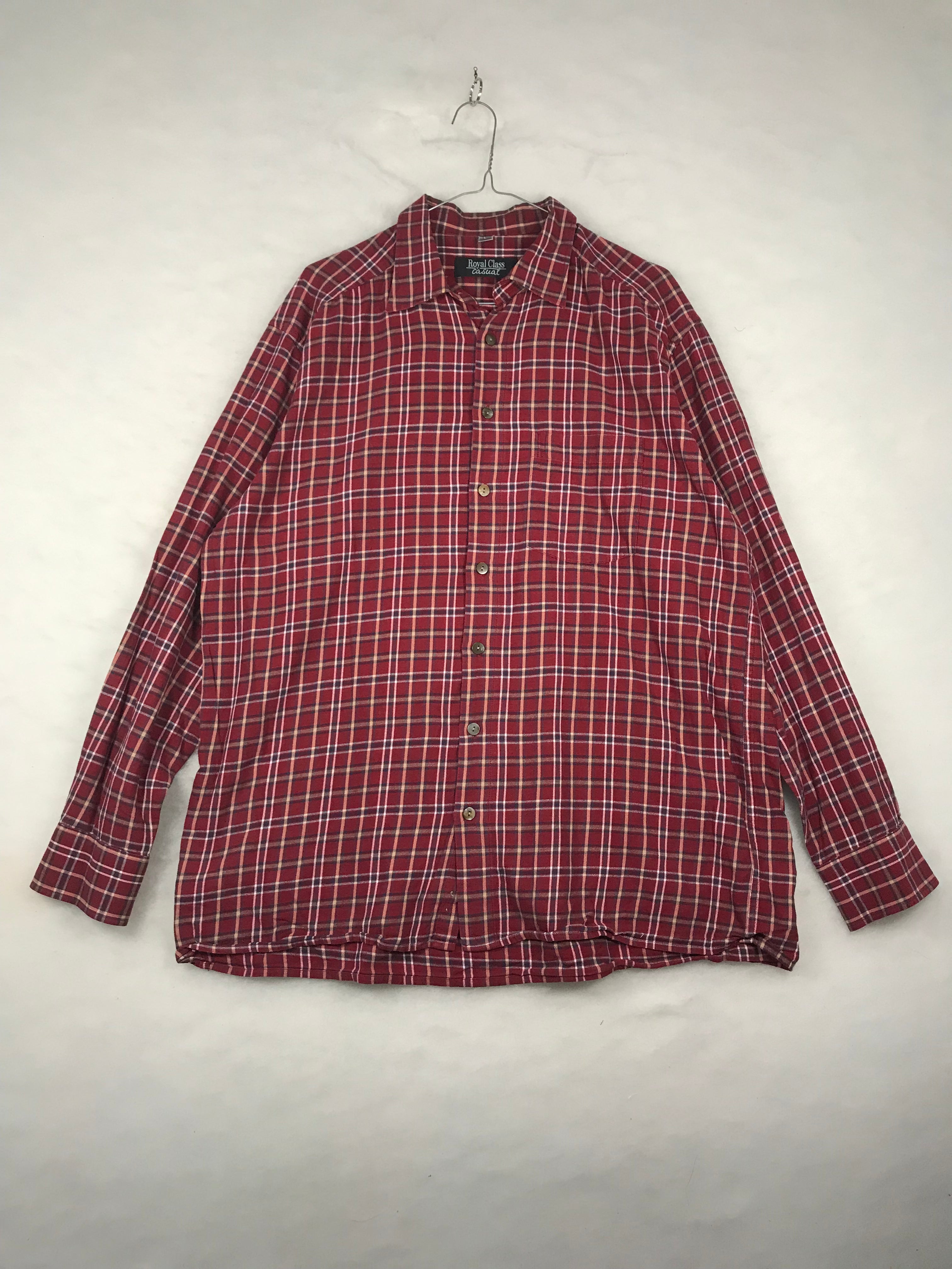 Camicia Vintage Uomo a Quadri Bordeaux