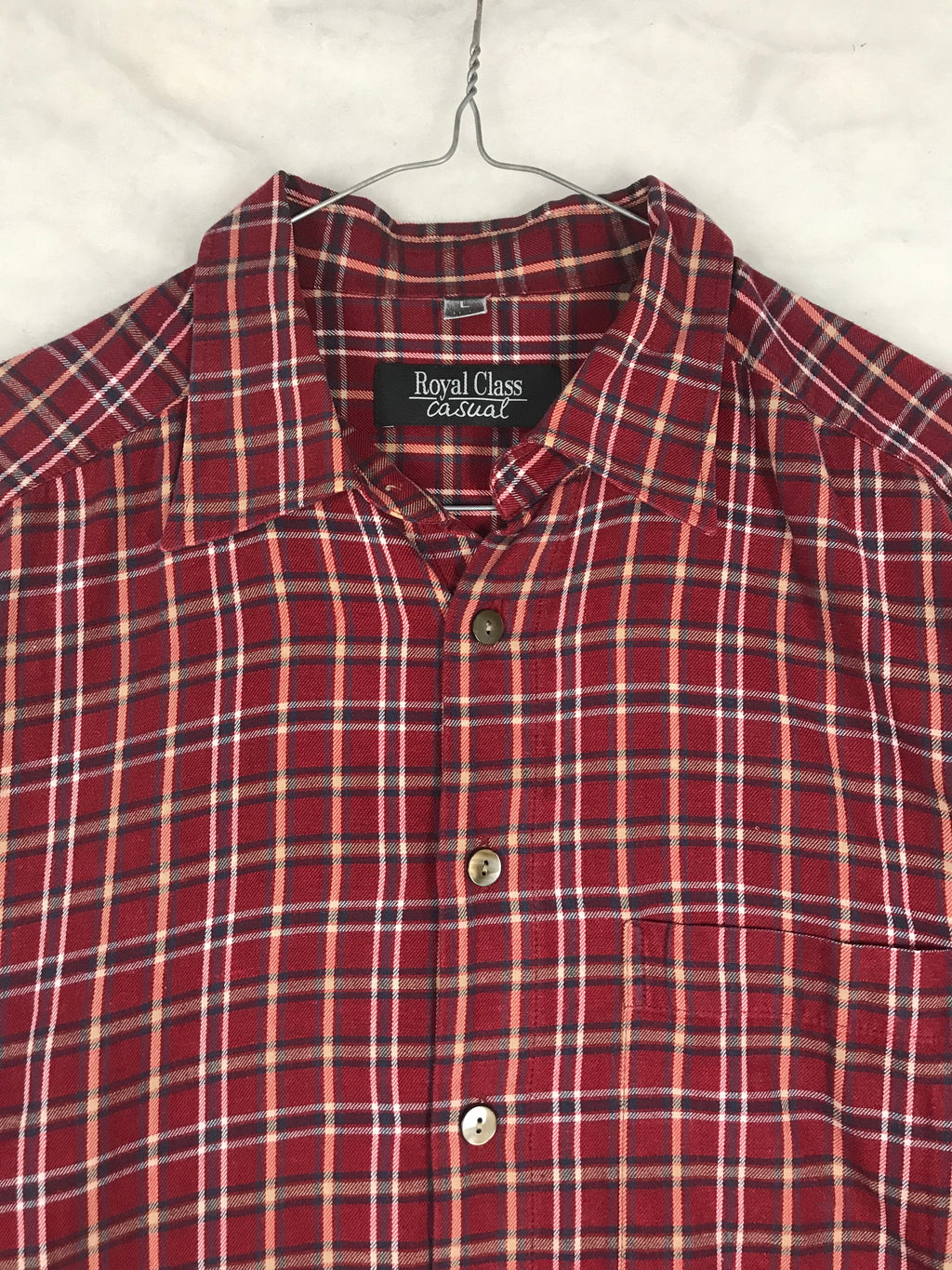 Camicia Vintage Uomo a Quadri Bordeaux