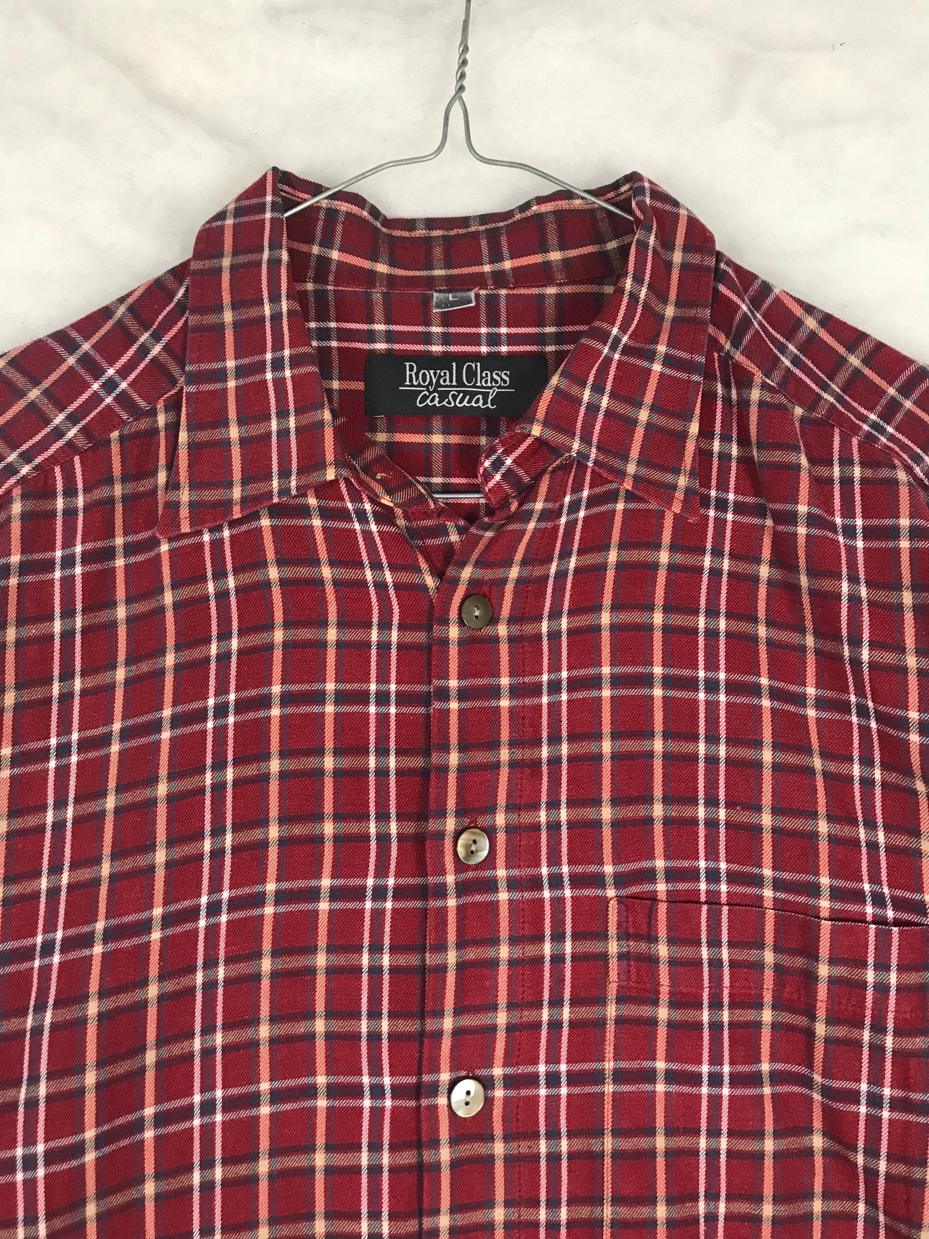 Camicia Vintage Uomo a Quadri Bordeaux