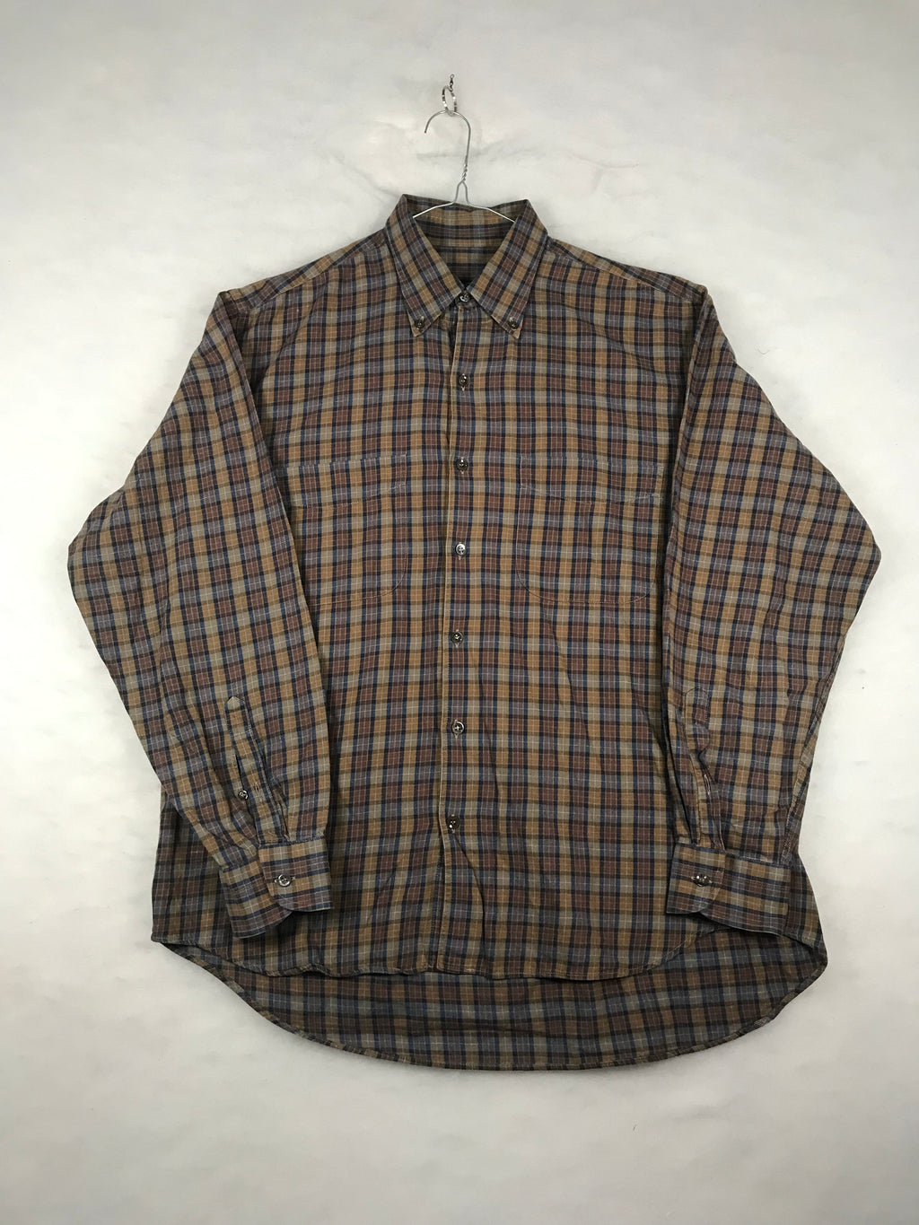 Camicia Vintage Uomo a Micro Quadri Marrone