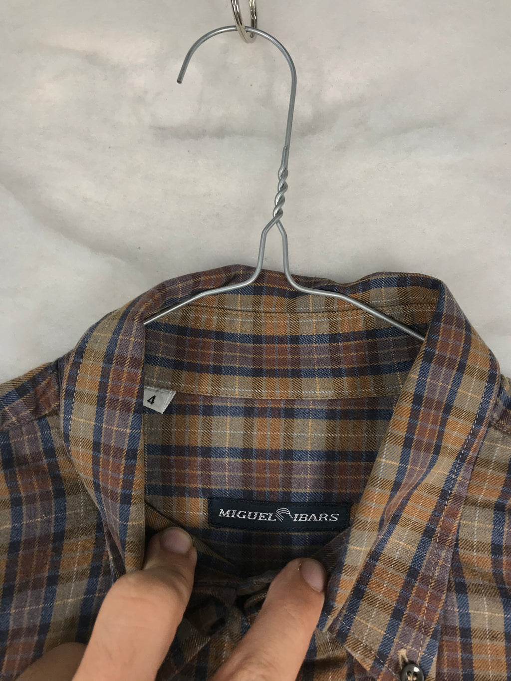 Camicia Vintage Uomo a Micro Quadri Marrone