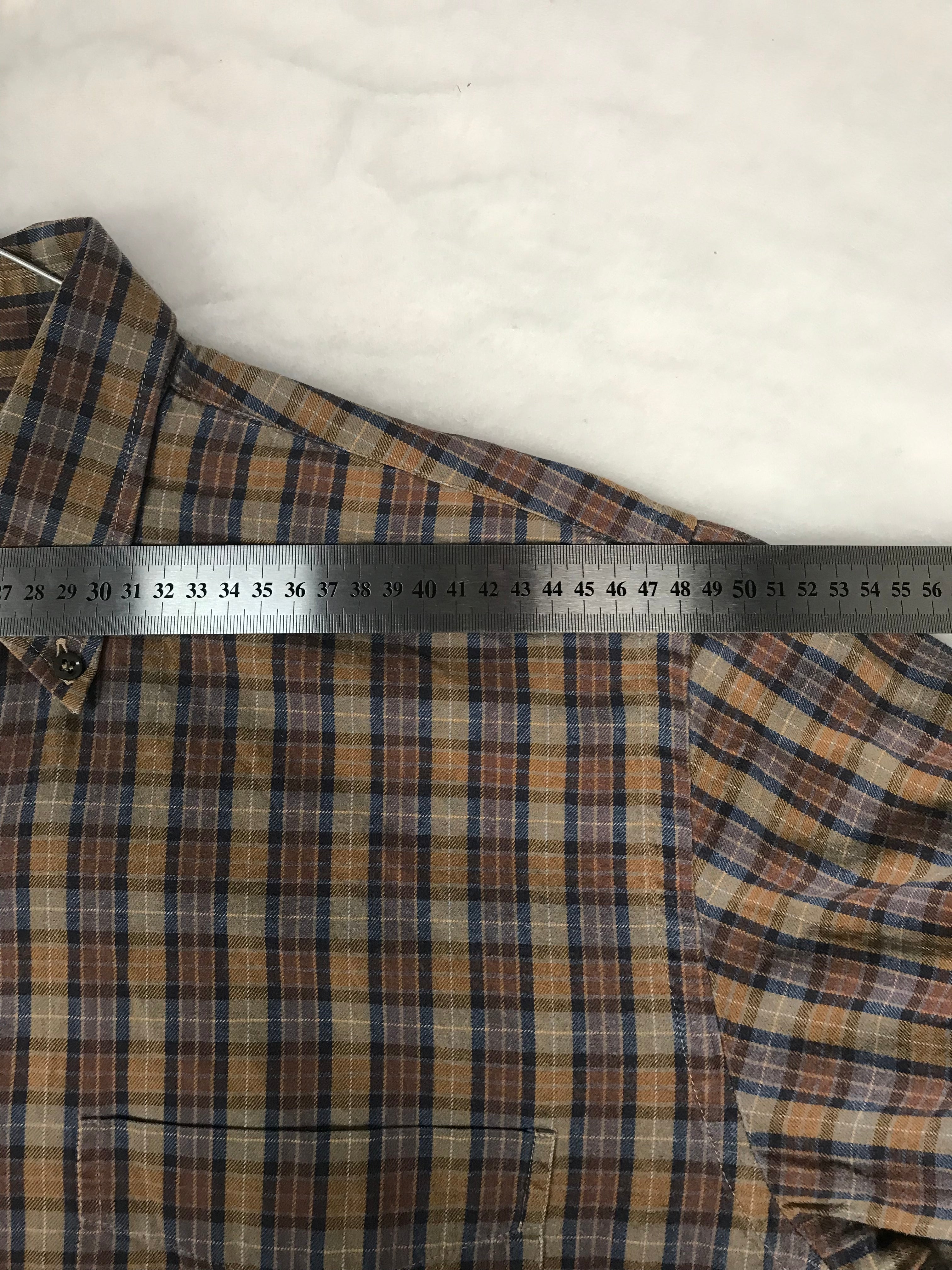 Camicia Vintage Uomo a Micro Quadri Marrone