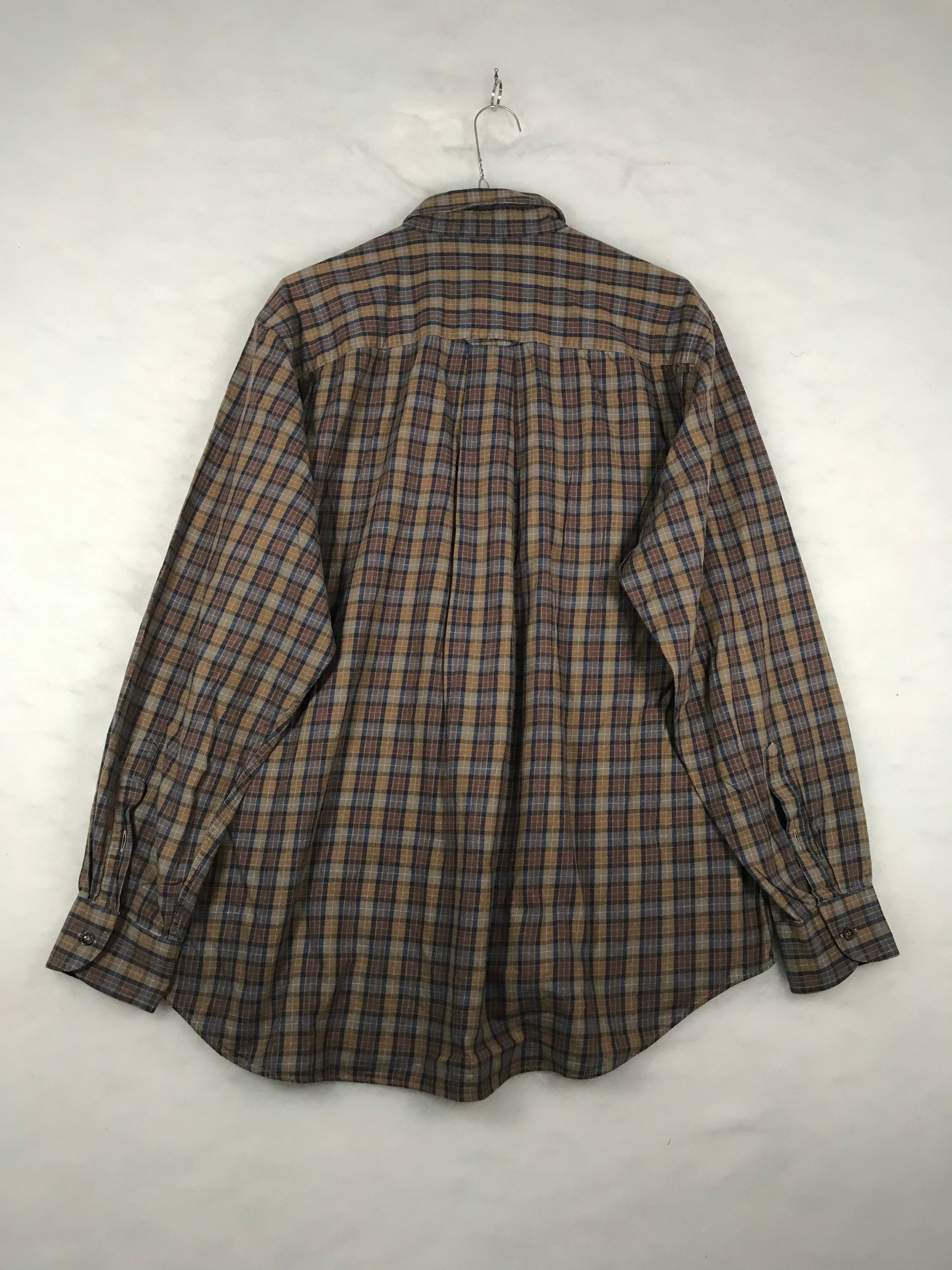 Camicia Vintage Uomo a Micro Quadri Marrone
