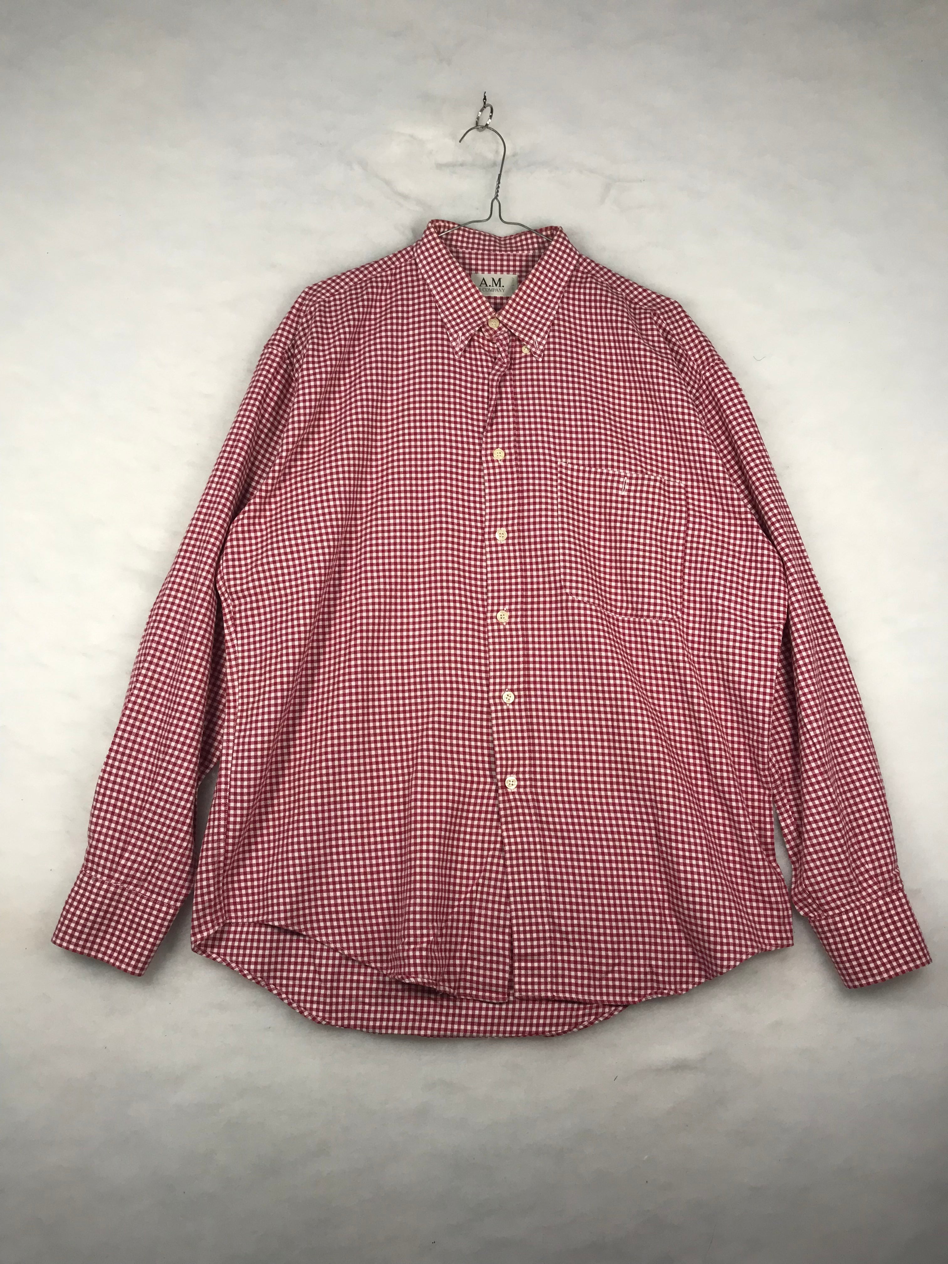 Camicia Vintage Uomo Vichy Rosso