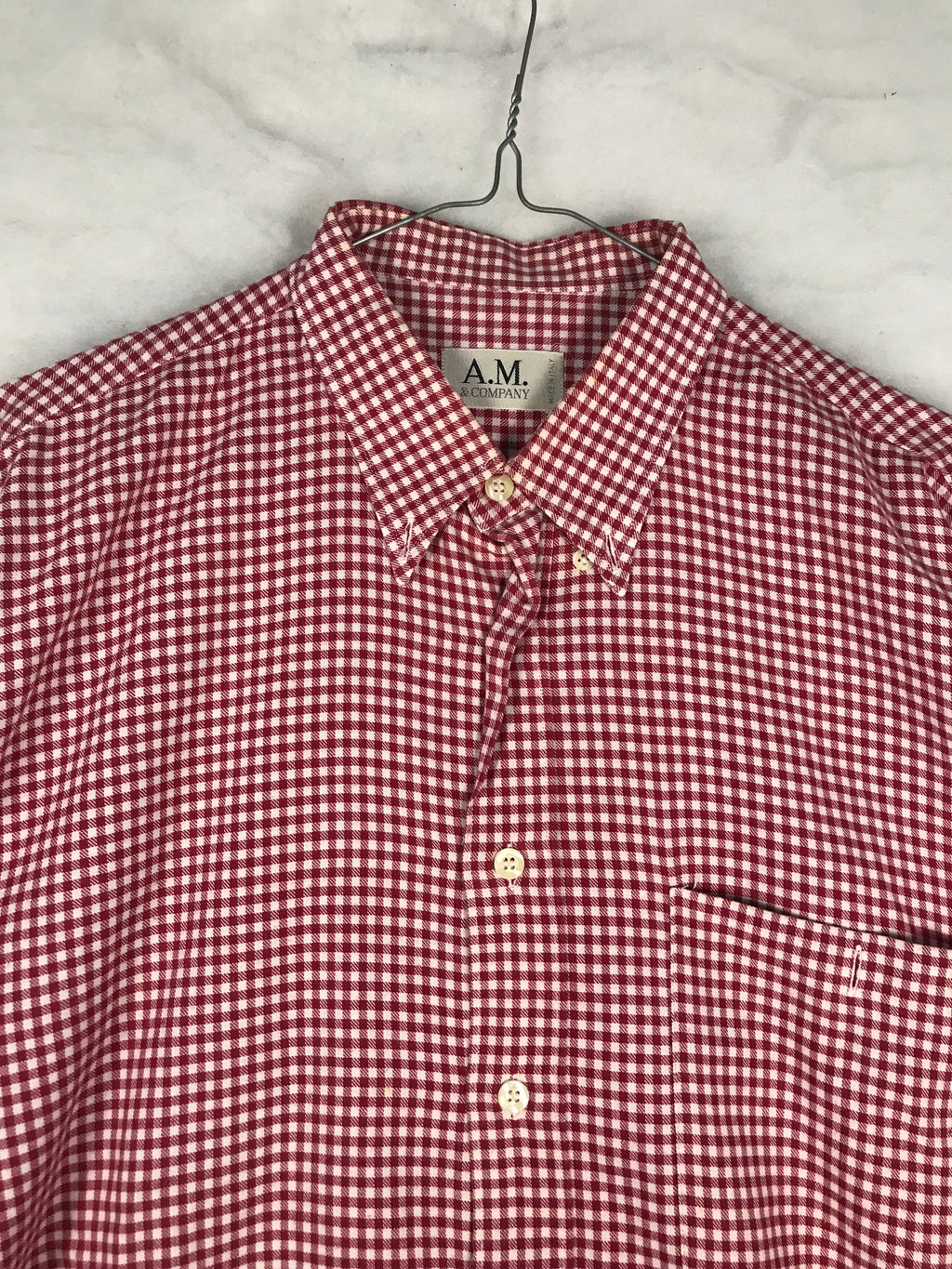Camicia Vintage Uomo Vichy Rosso