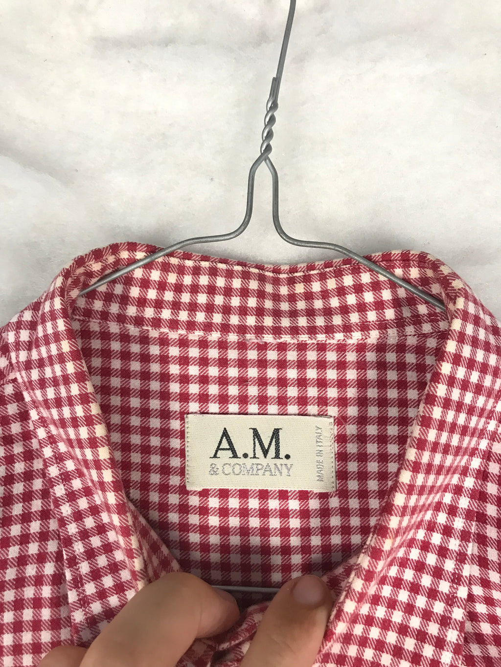 Camicia Vintage Uomo Vichy Rosso