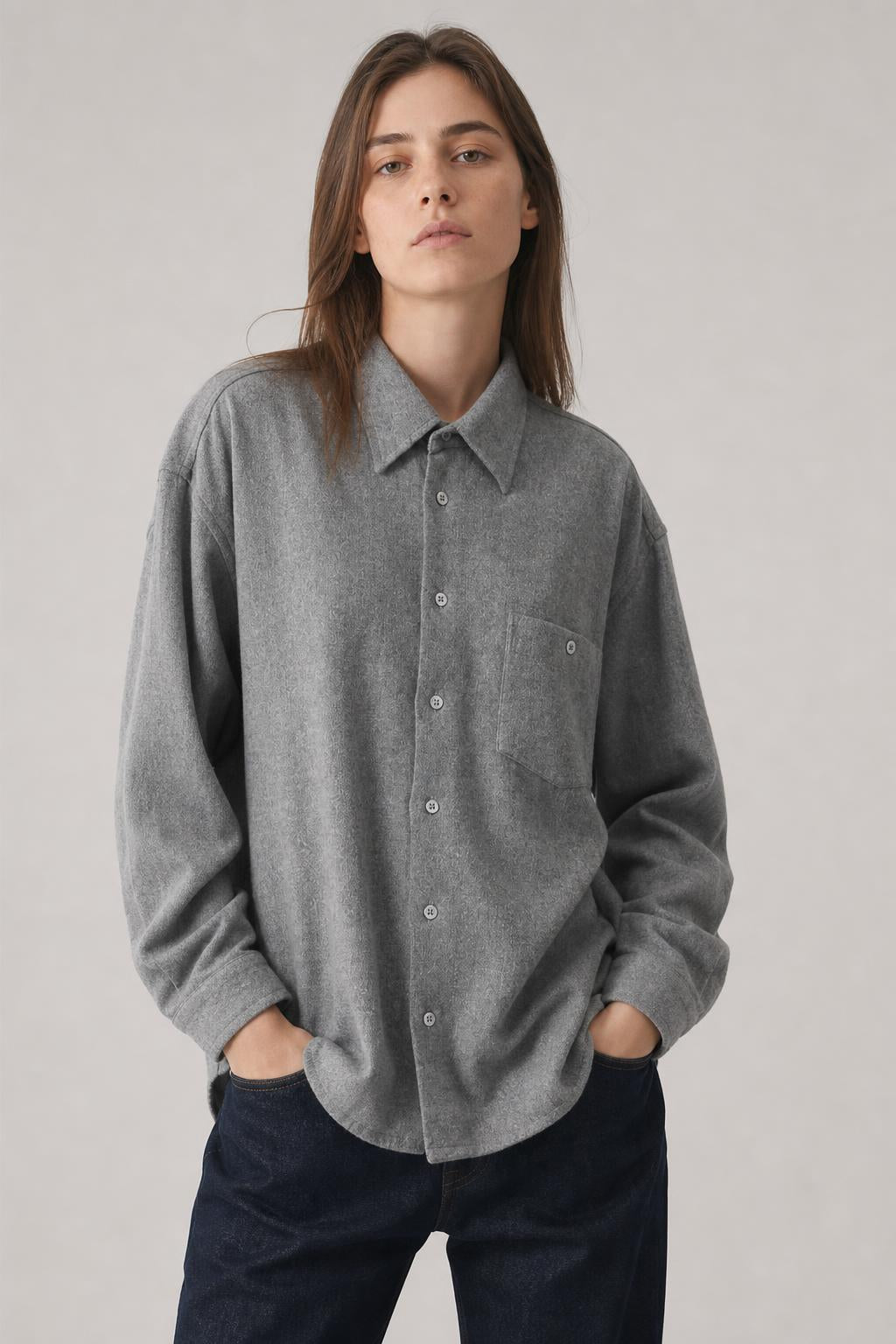 Camicia Vintage Donna Grigia Oversize