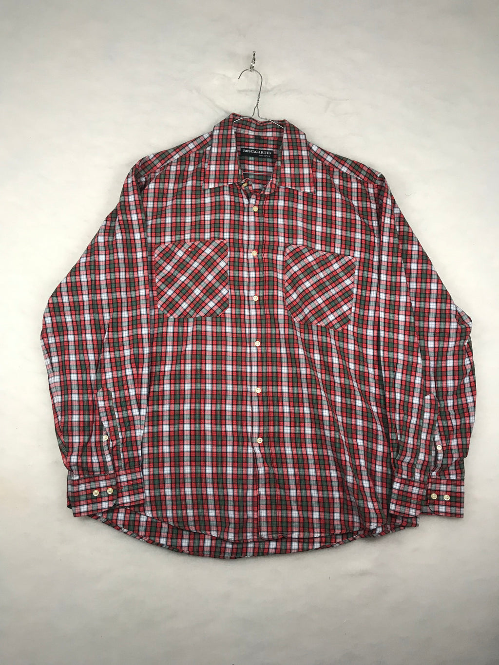 Camicia Vintage Uomo in Flanella a Quadri Rosso e Verde
