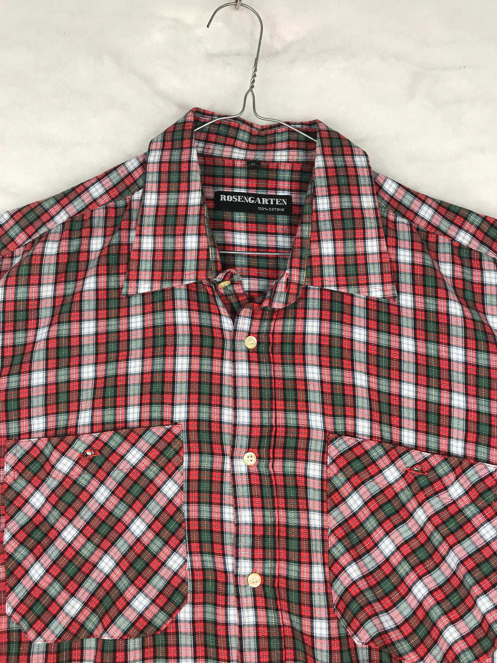 Camicia Vintage Uomo in Flanella a Quadri Rosso e Verde