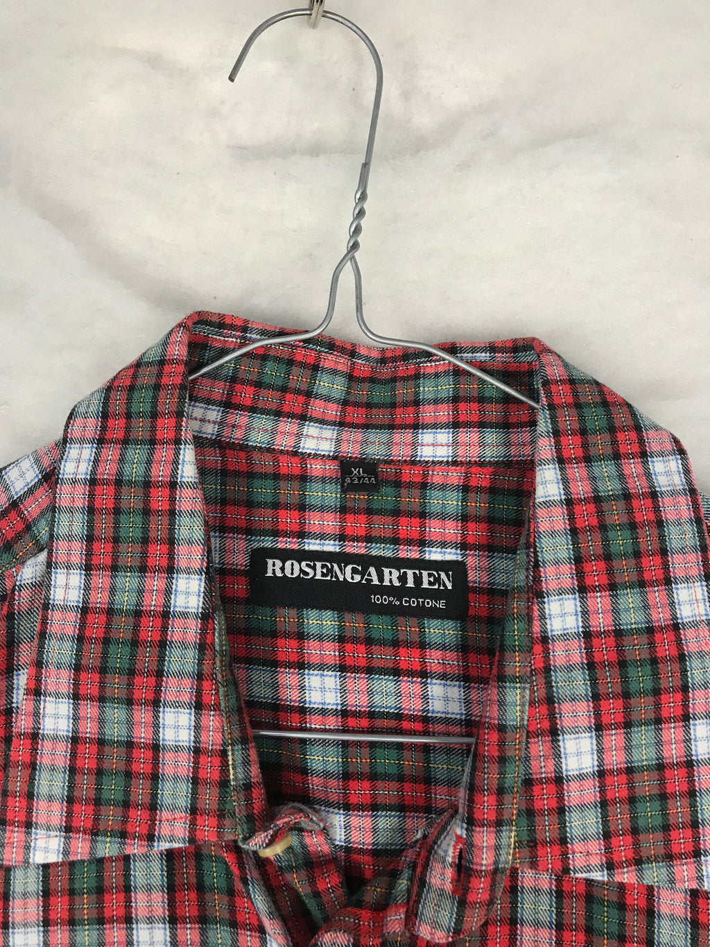 Camicia Vintage Uomo in Flanella a Quadri Rosso e Verde