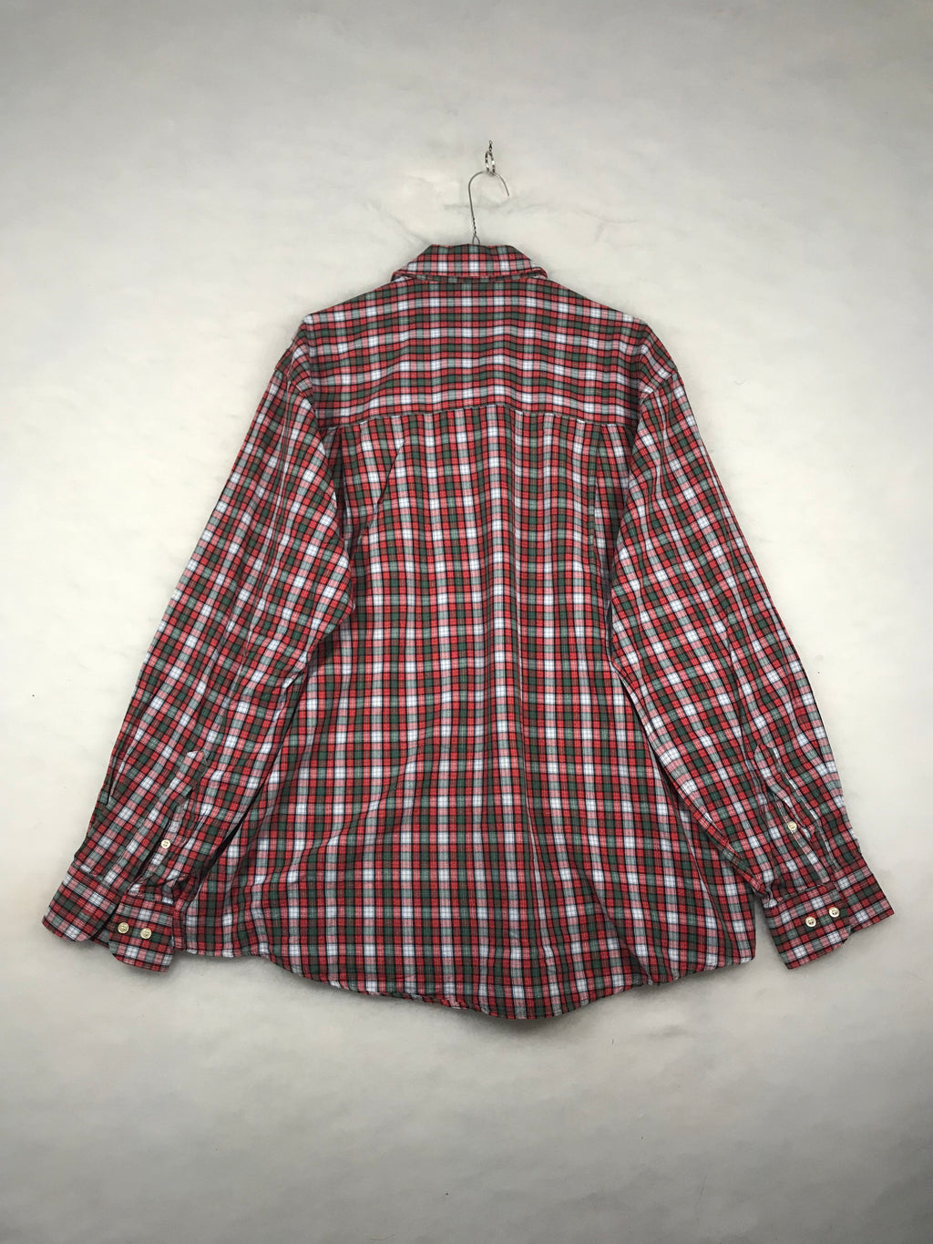 Camicia Vintage Uomo in Flanella a Quadri Rosso e Verde