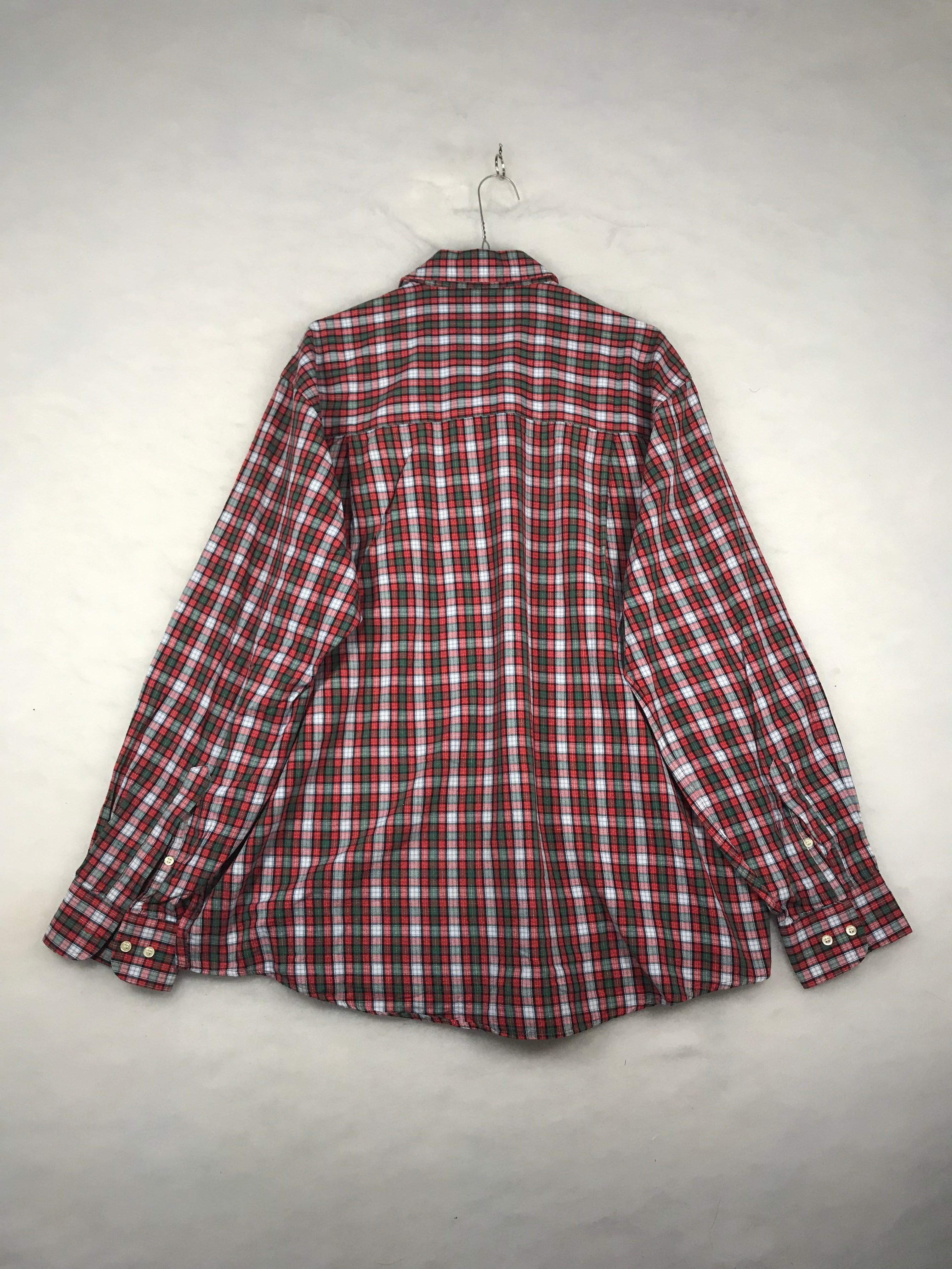 Camicia Vintage Uomo in Flanella a Quadri Rosso e Verde