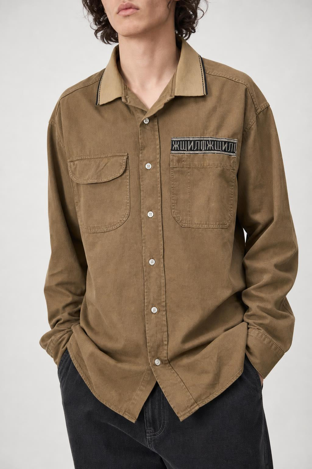 Sovracamicia Vintage Uomo in Cotone Marrone