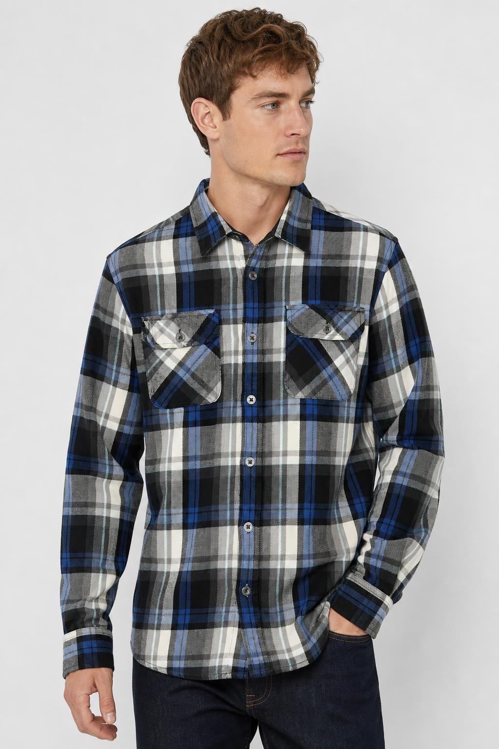 Camicia prAna Uomo in Flanella a Quadri Blu