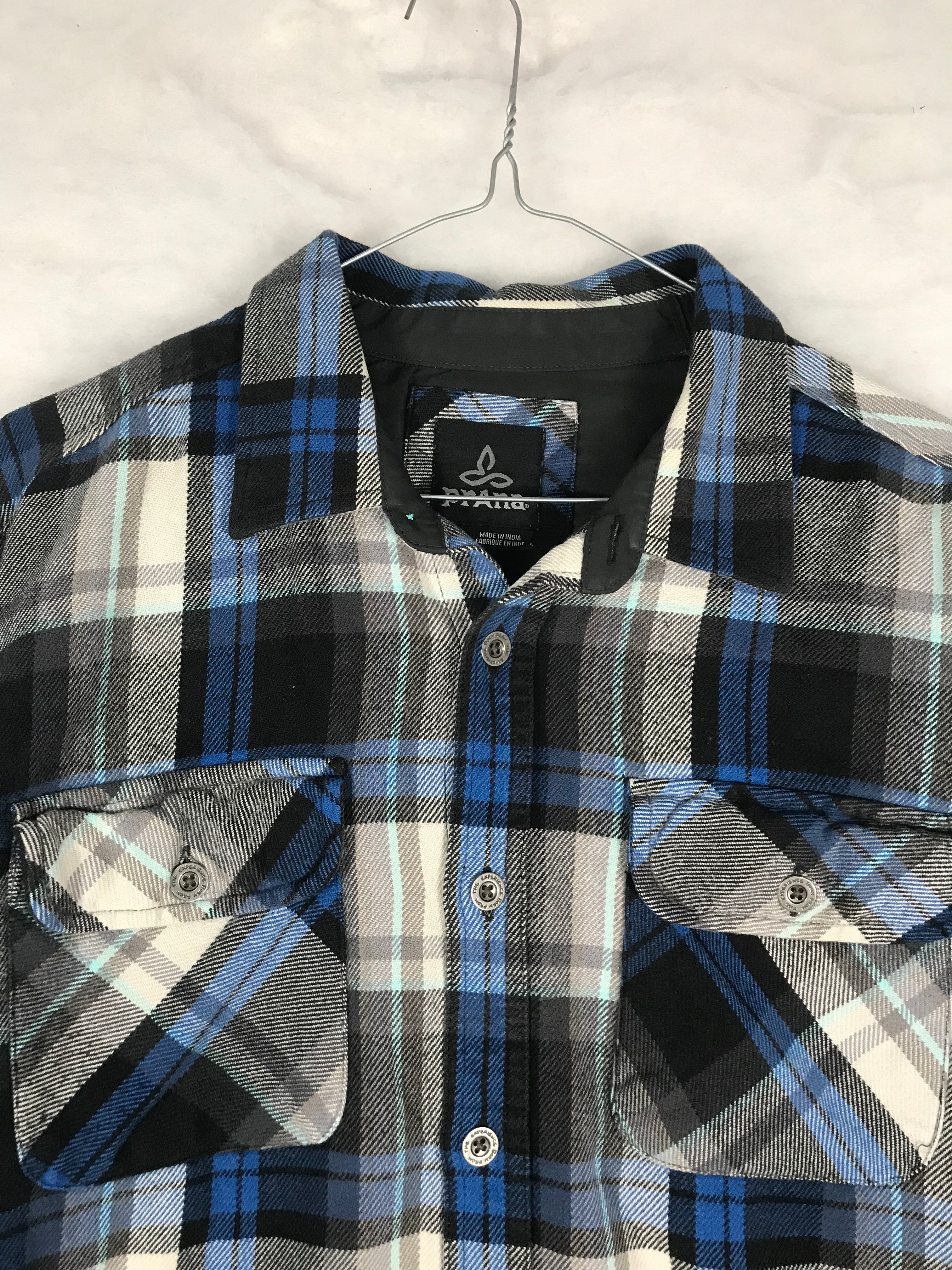 Camicia prAna Uomo in Flanella a Quadri Blu
