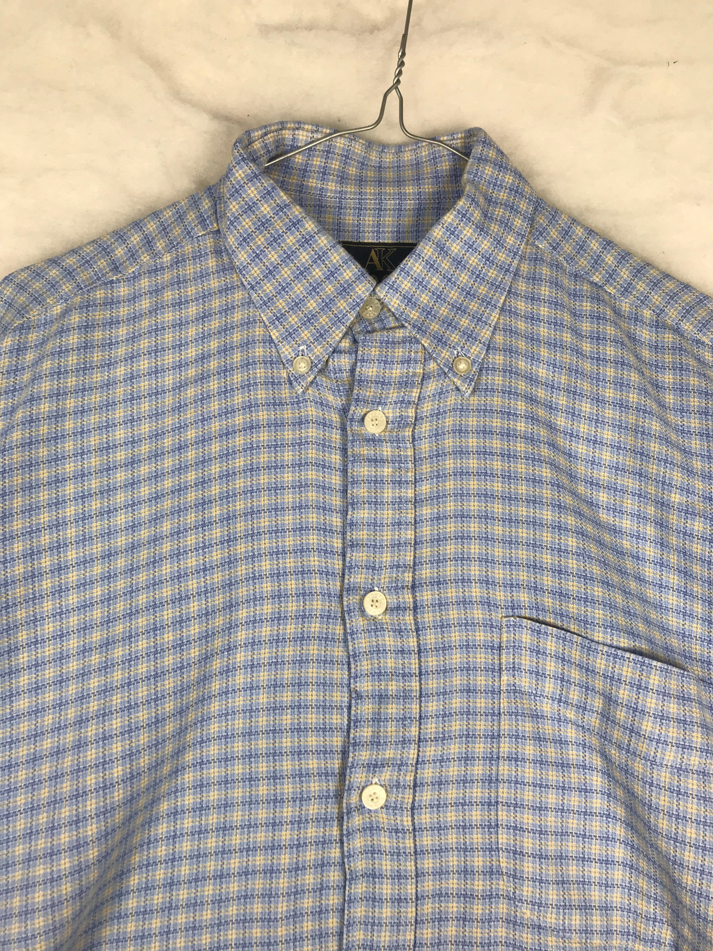Camicia Vintage Uomo a Quadretti Azzurri e Gialli