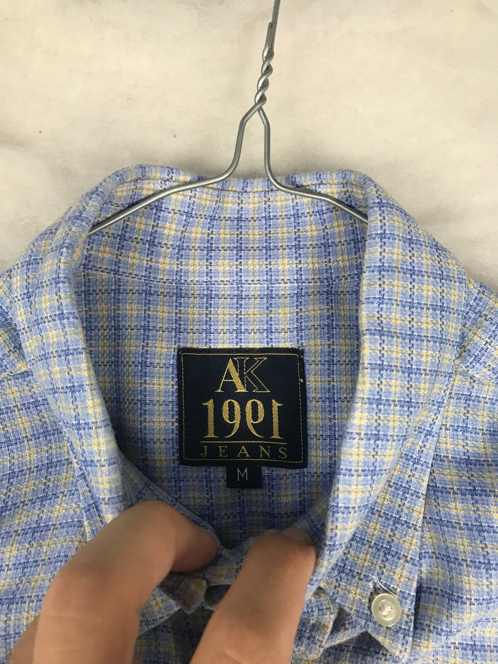 Camicia Vintage Uomo a Quadretti Azzurri e Gialli
