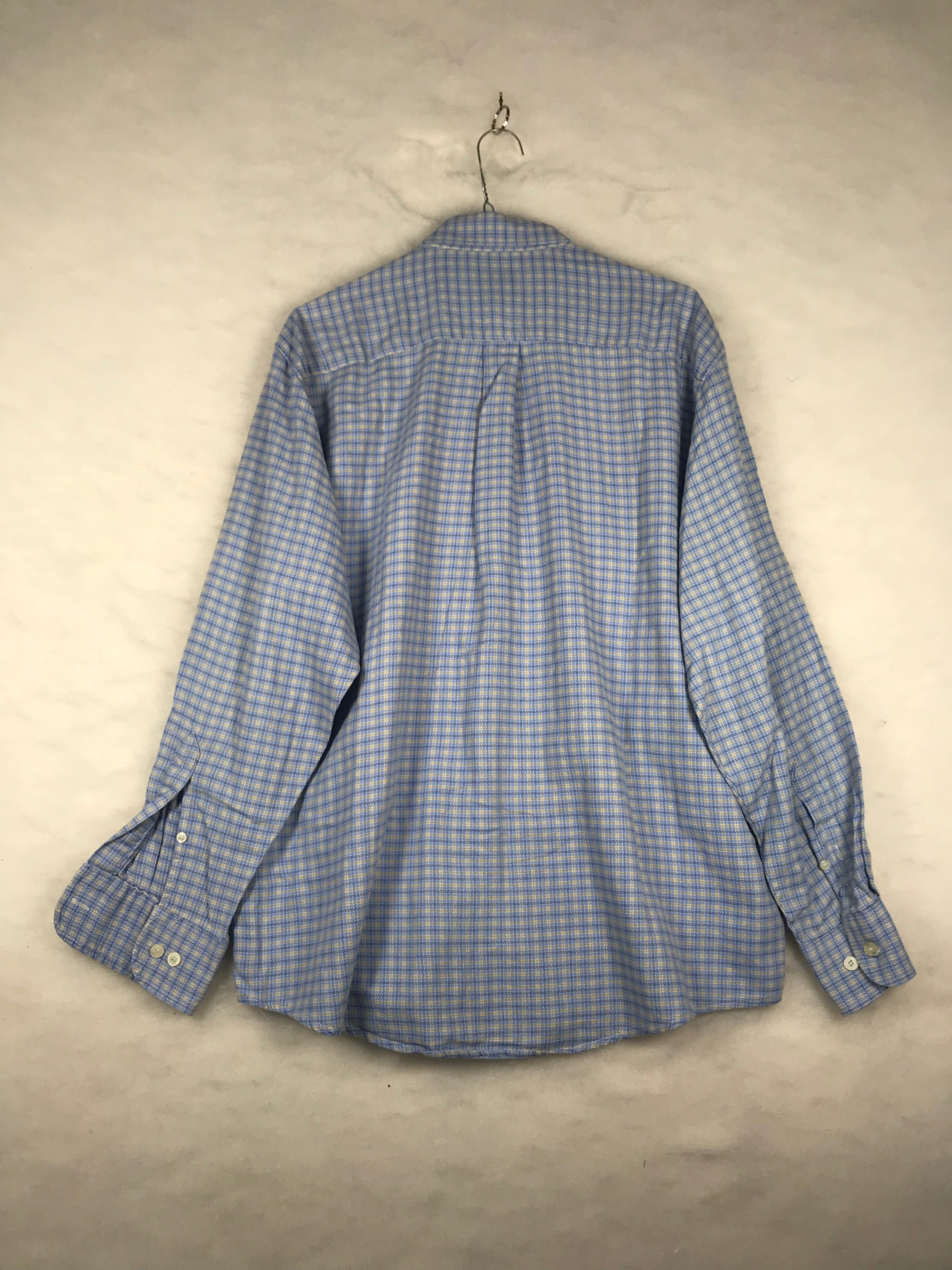 Camicia Vintage Uomo a Quadretti Azzurri e Gialli