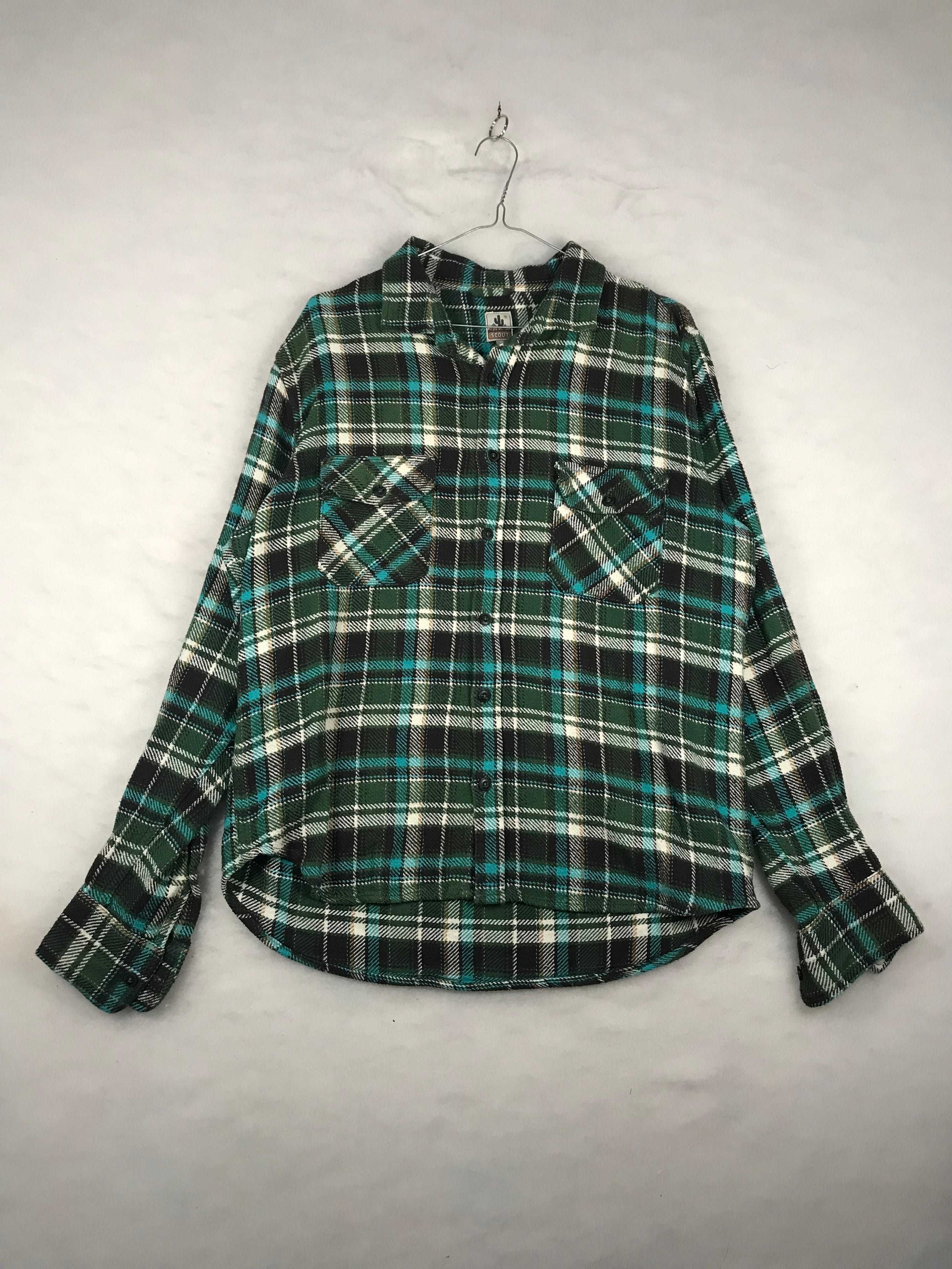 Camicia Vintage Uomo in Flanella a Quadri Verde