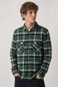 Camicia Vintage Uomo in Flanella a Quadri Verde