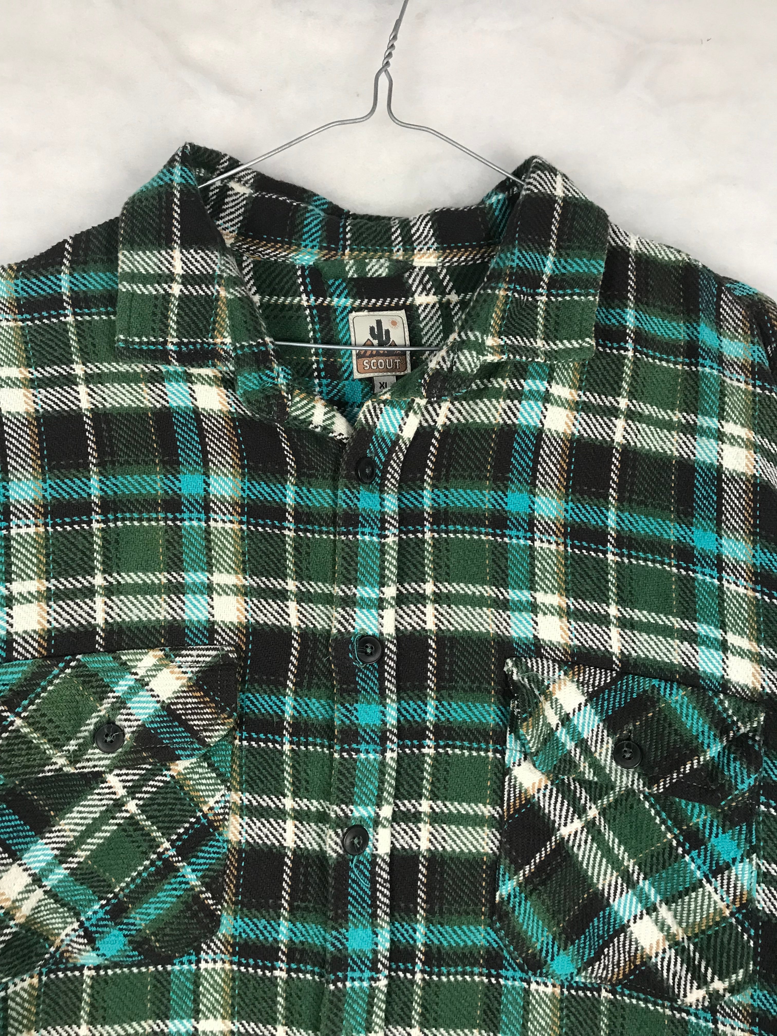 Camicia Vintage Uomo in Flanella a Quadri Verde