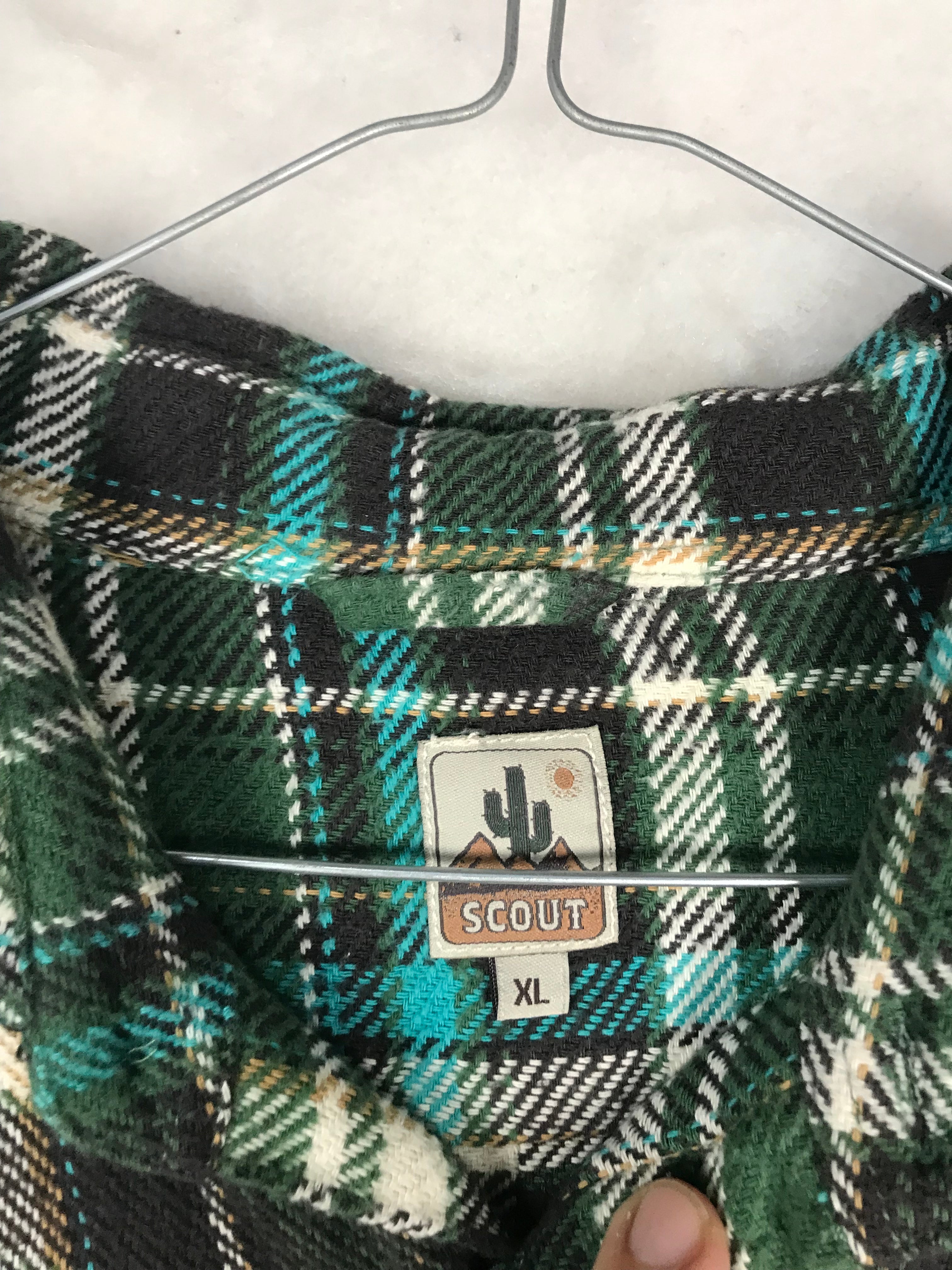 Camicia Vintage Uomo in Flanella a Quadri Verde