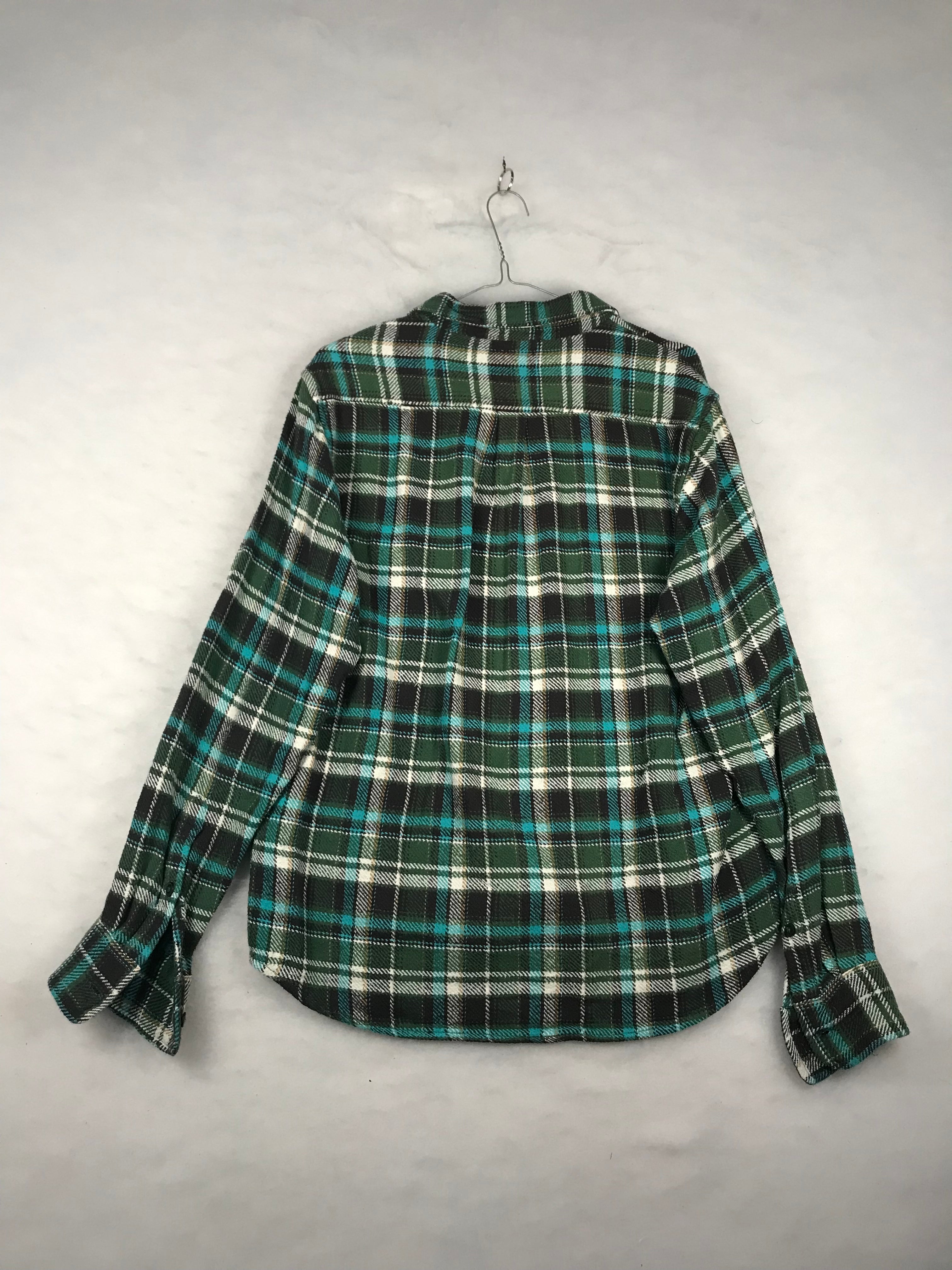 Camicia Vintage Uomo in Flanella a Quadri Verde