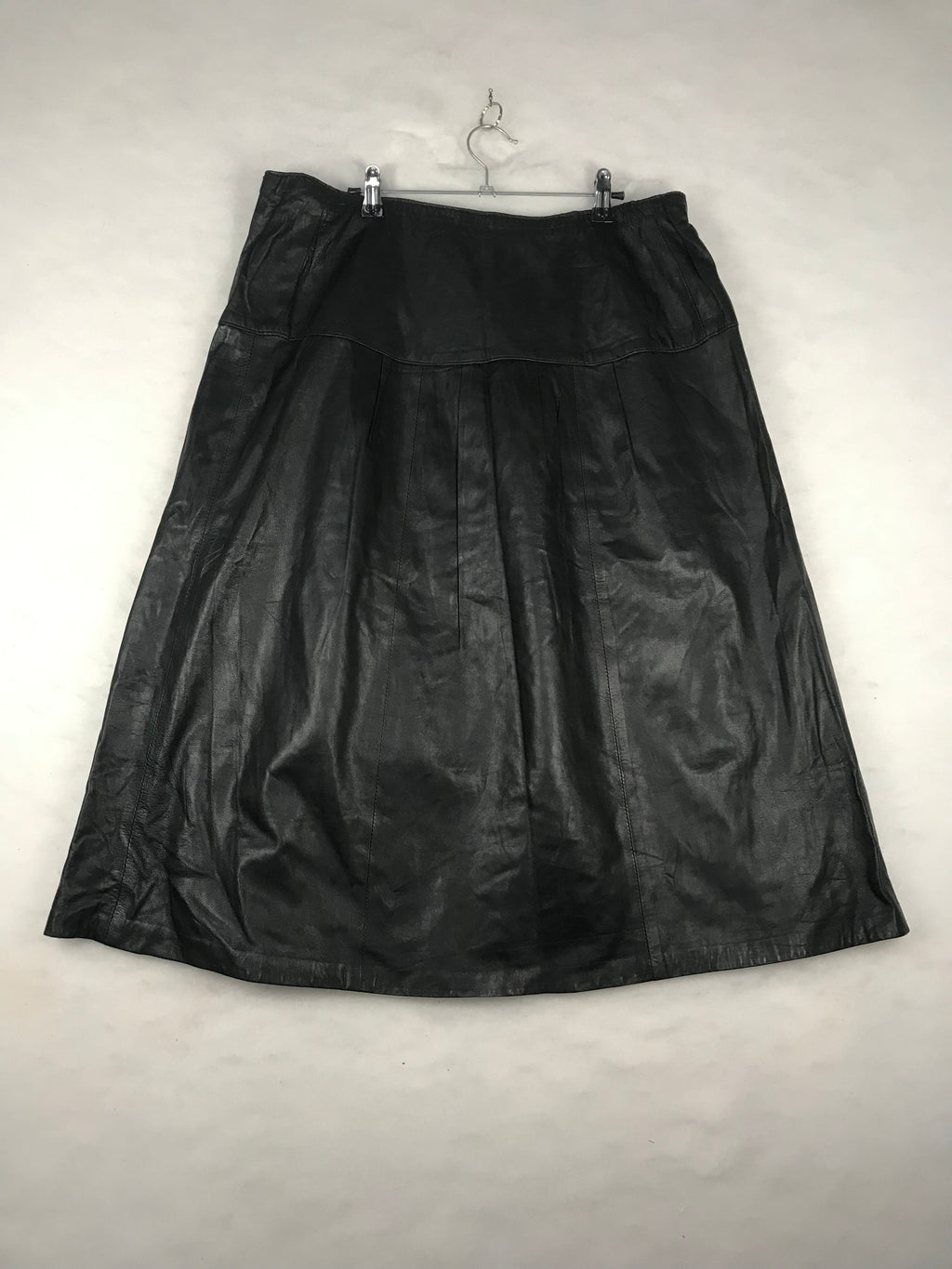 Gonna Vintage Donna in Pelle Nera Svasata
