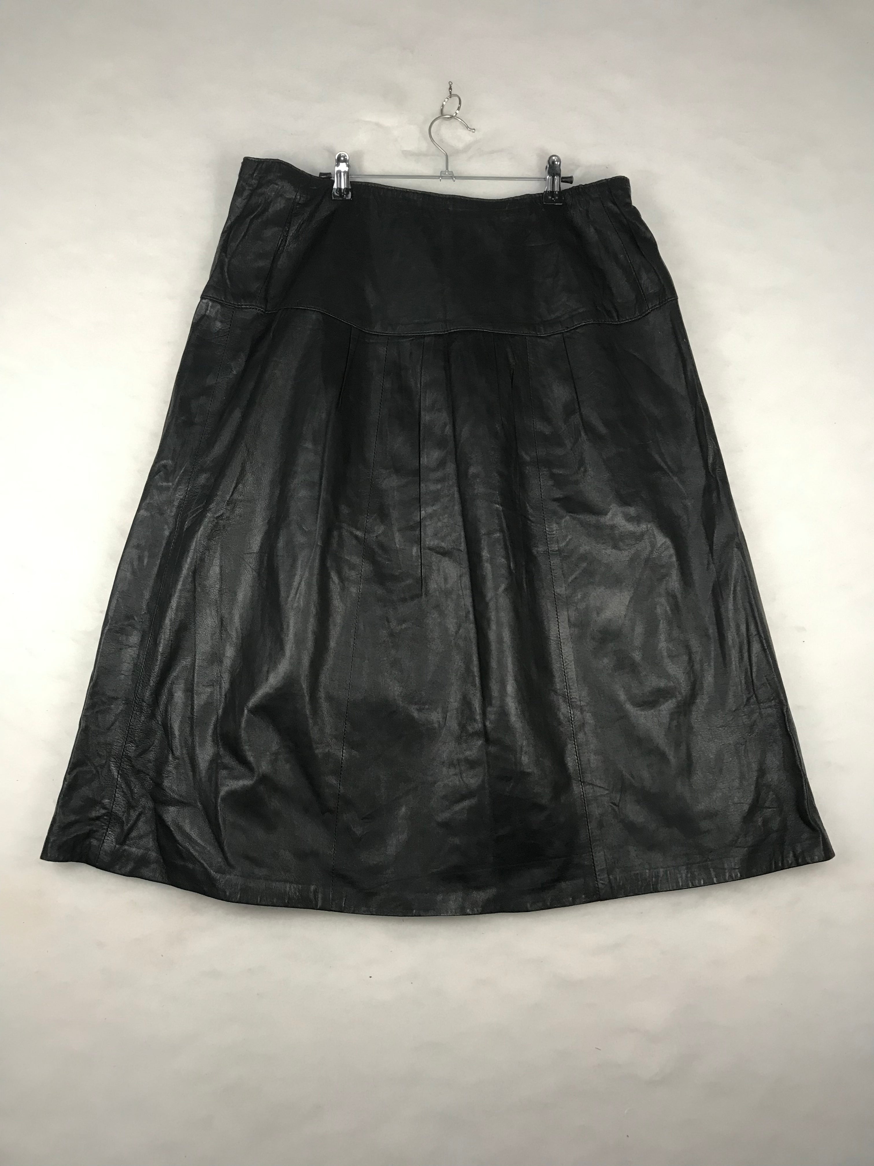 Gonna Vintage Donna in Pelle Nera Svasata
