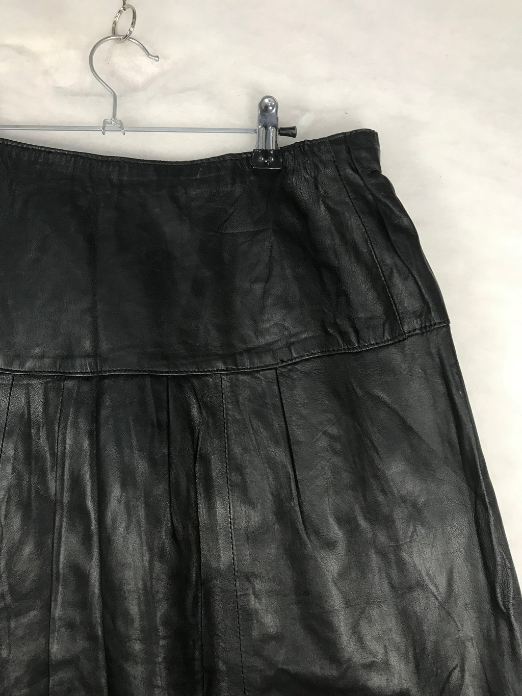 Gonna Vintage Donna in Pelle Nera Svasata